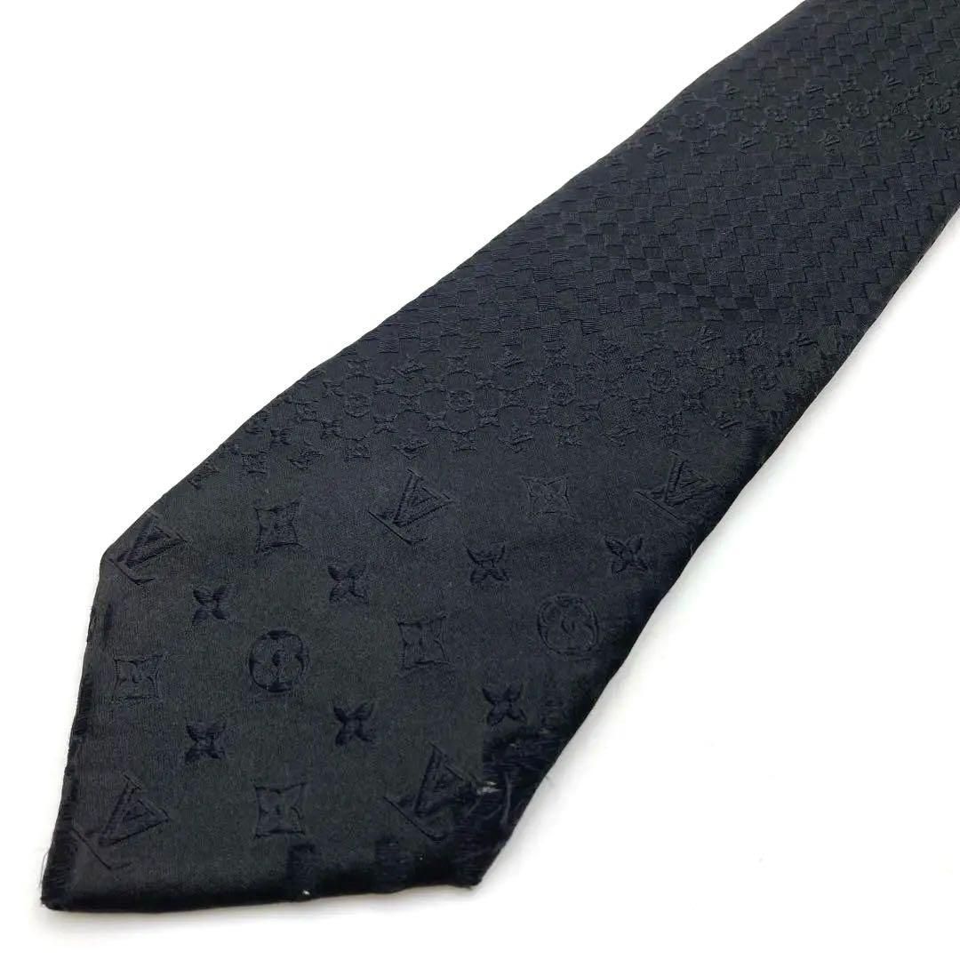 LOUIS VUITTON ルイヴィトン ネクタイ モノグラム シルク イタリア製 ブラック