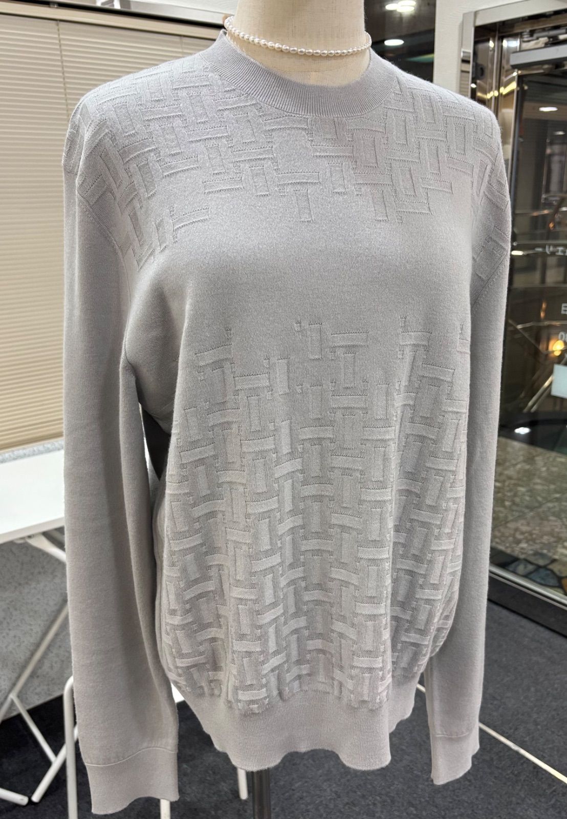 HERMÈS エルメス 長袖ニット セーター グレー Mサイズ