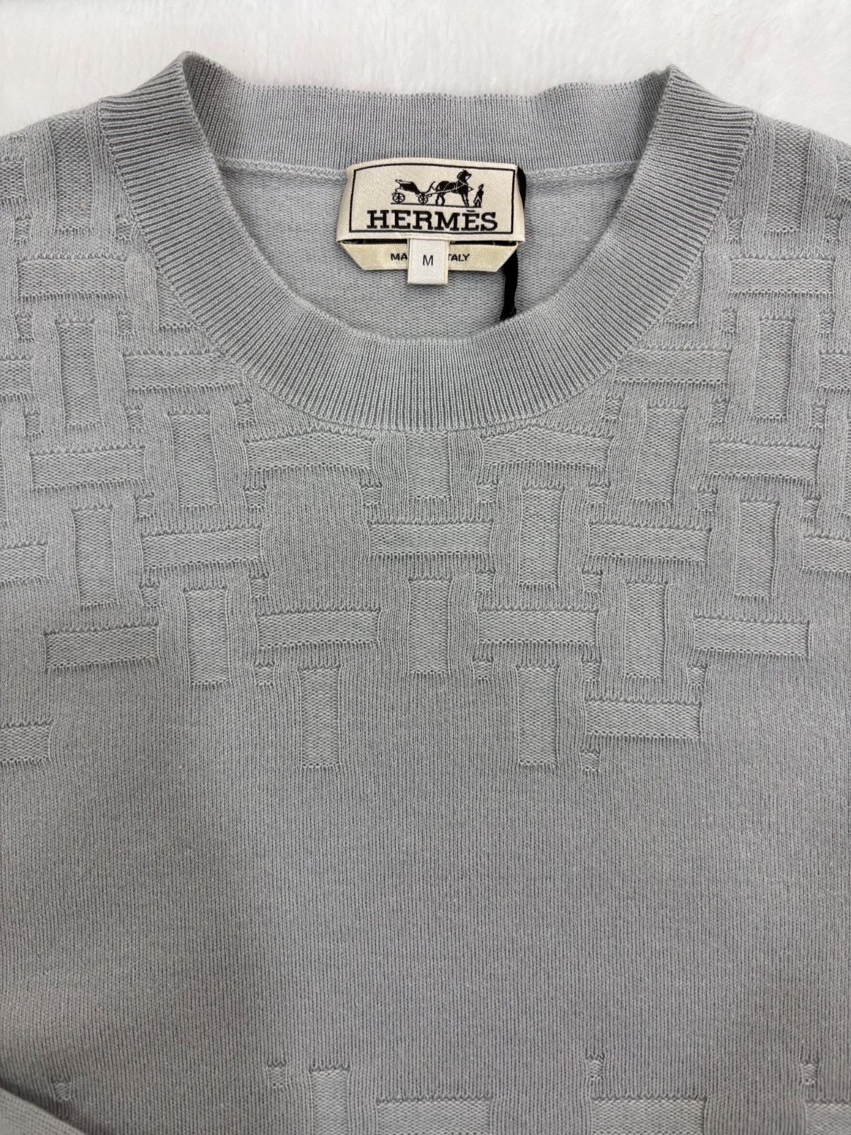  HERMÈS エルメス 長袖ニット セーター グレー Mサイズ 長袖 ニット セーター