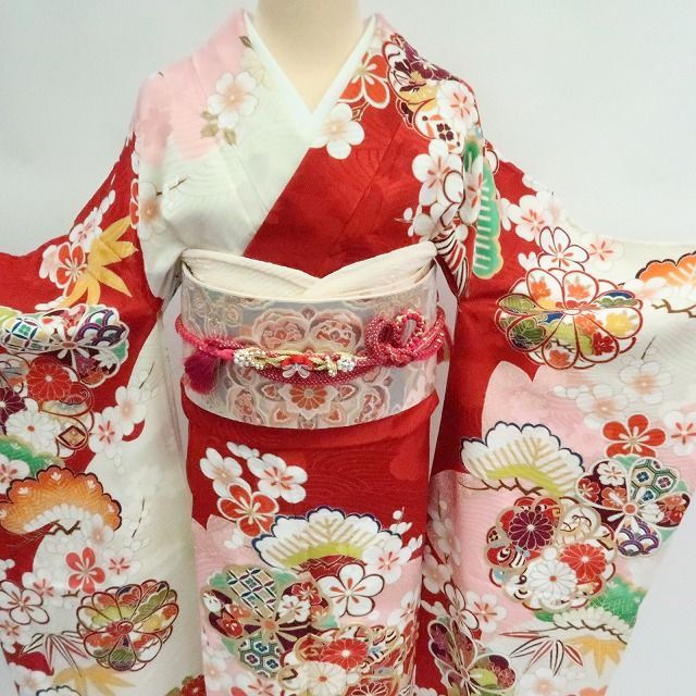 ✾まめ藤✾m2217 正絹 金駒刺繡 古典柄 笹べり付き トールサイズ 手縫い仕立て 振袖単品