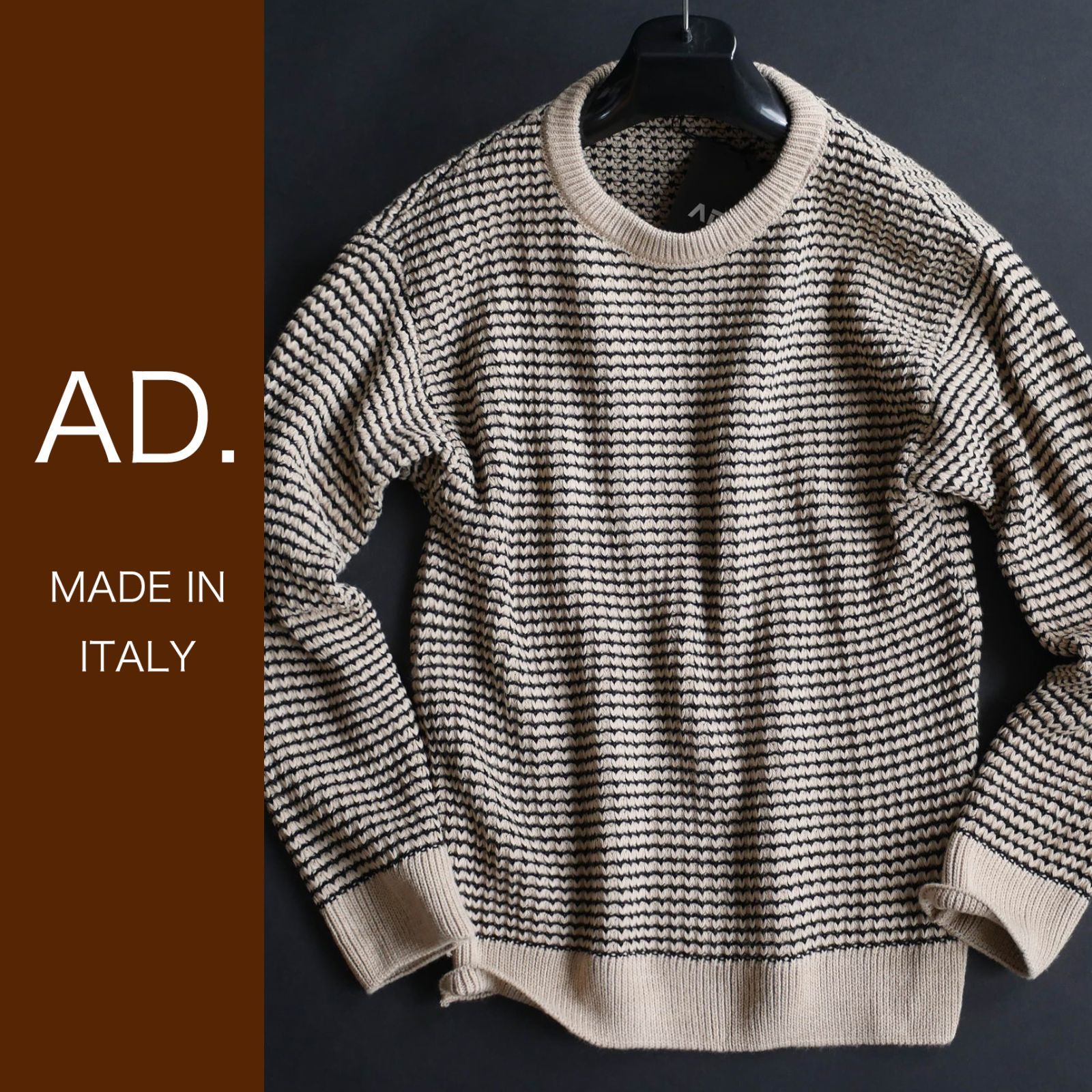 dt038 S M L XL 選択可 ミラノの街着ブランド AD.メイドインイタリー 25-26秋冬 肉厚ニットセーター