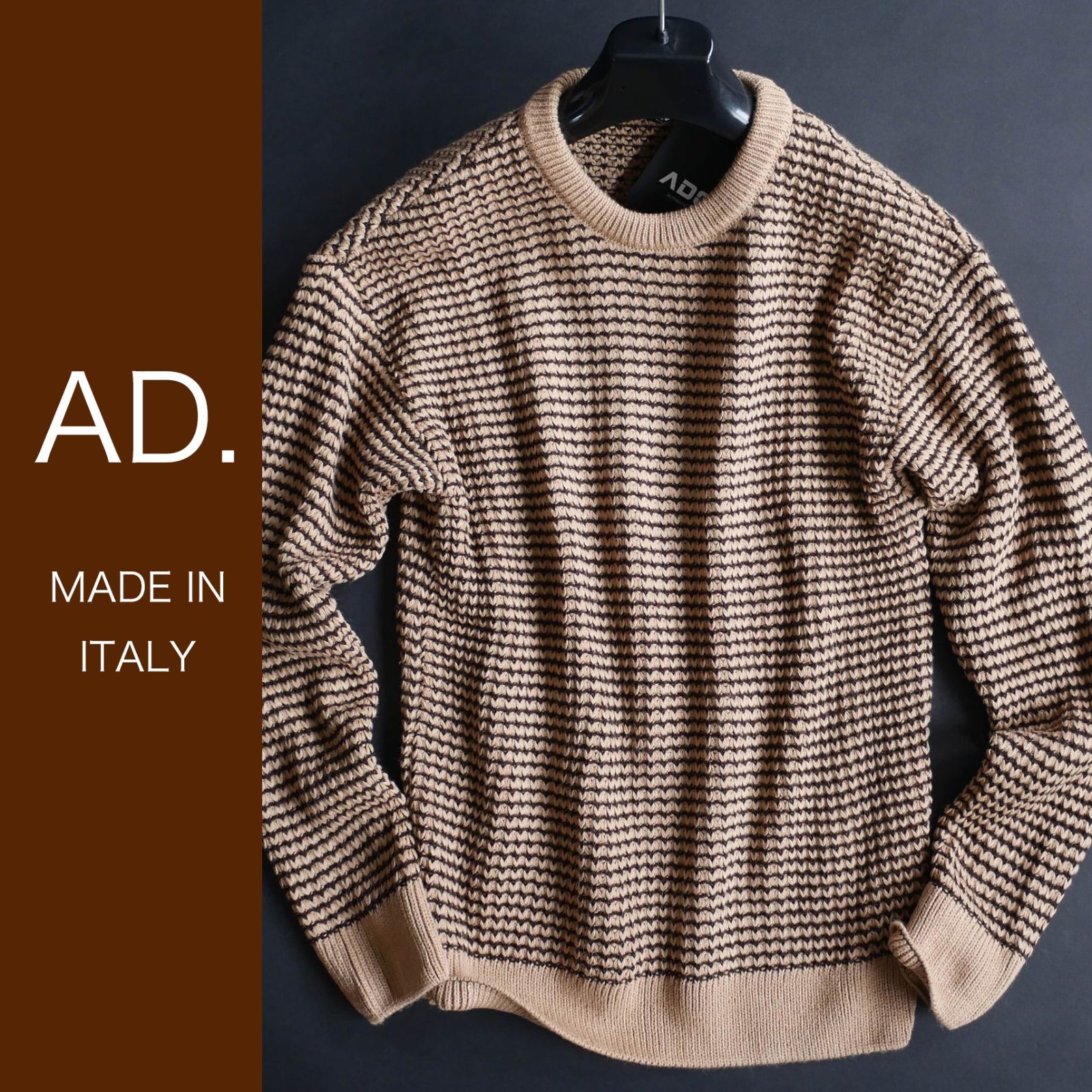 dt039 S M L XL 選択可 ミラノの街着ブランド AD.メイドインイタリー 25-26秋冬 肉厚ニットセーター