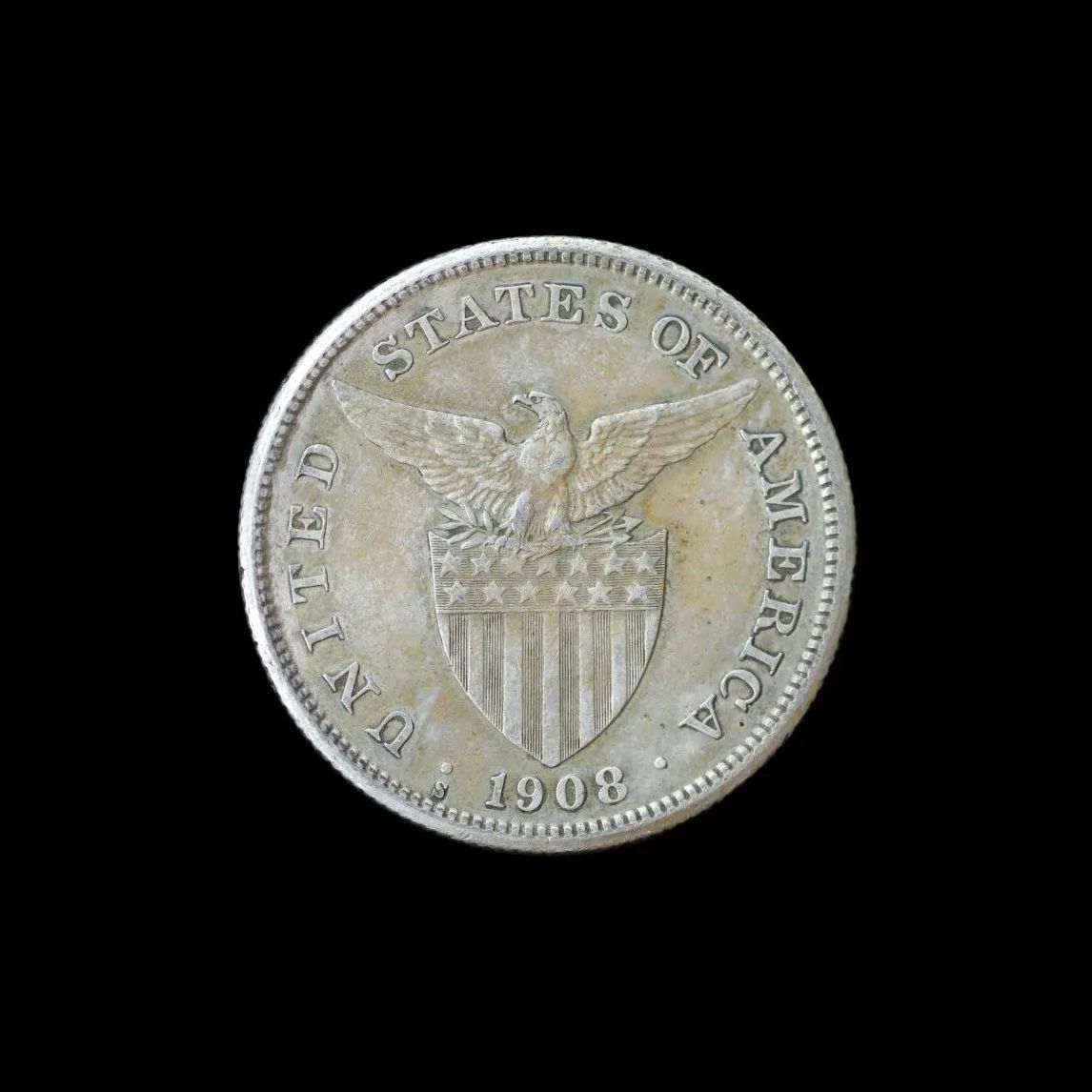 PHILIPPINES US Administration アメリカ統治下フィリピン ペソ Peso Small type 1908年 コイン 古銭 銀貨