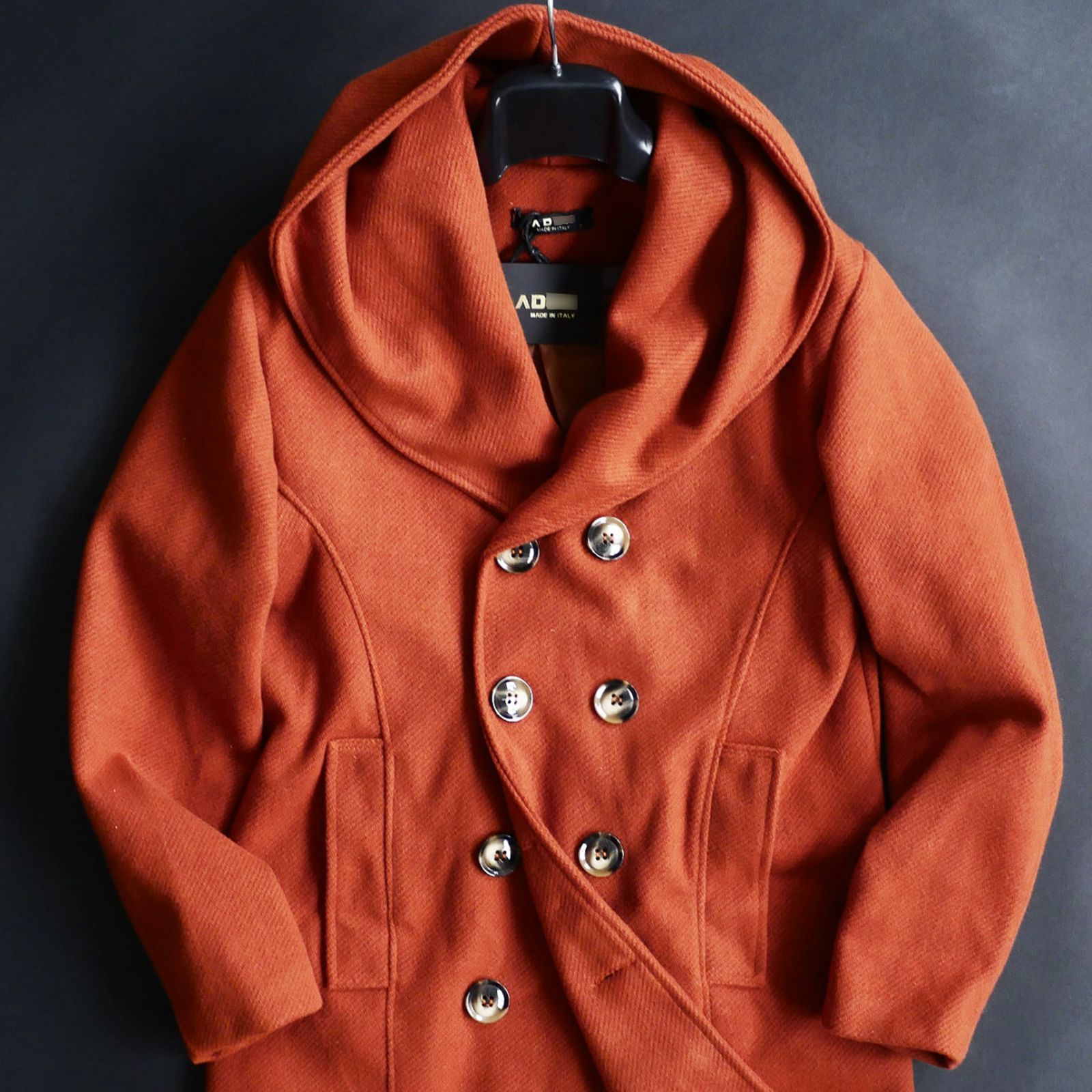 dt085 S M L XL XXL 選択可 ミラノの街着ブランド AD.メイドインイタリー 25-26秋冬 暖ツイルフランネル生地コート