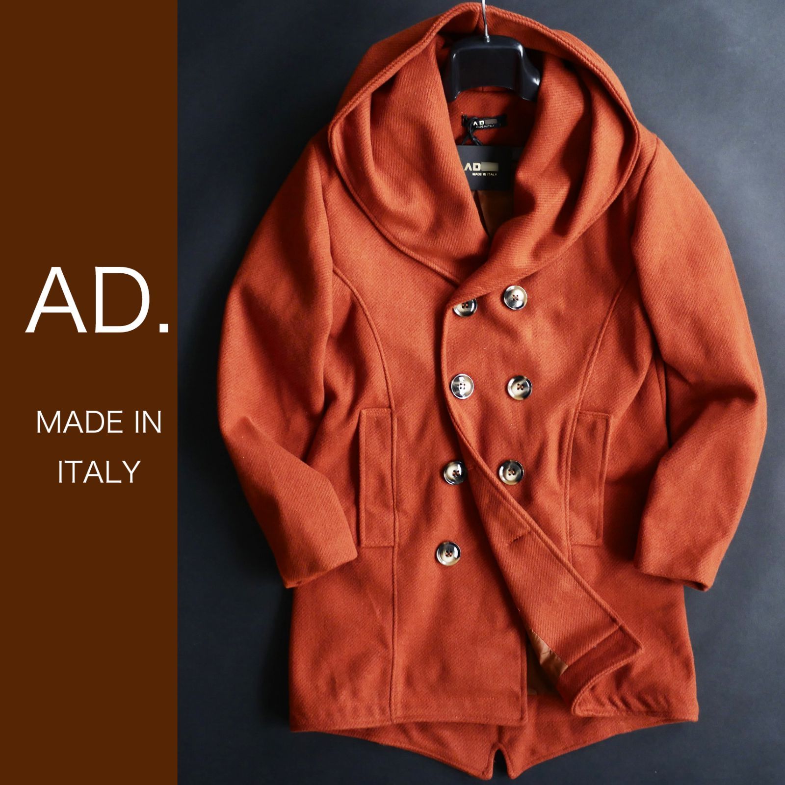 dt085 S M L XL XXL 選択可 ミラノの街着ブランド AD.メイドインイタリー 25-26秋冬 暖ツイルフランネル生地コート