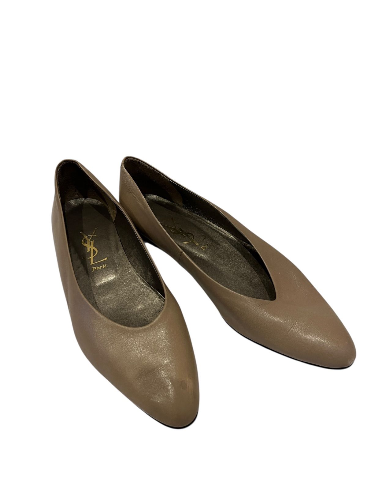 Z1562Yves Saint Laurent イヴ・サンローラン パンプス ベージュ グレージュ レディース サイズ37