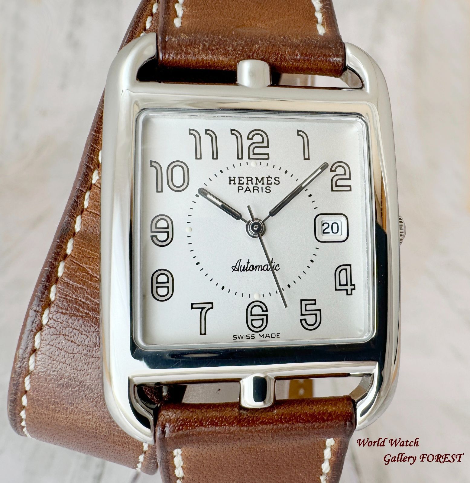 HERMES エルメス ケープコッド ドゥブルトゥール CC1.710 メンズ腕時計 自動巻き シルバー文字盤 Aランク