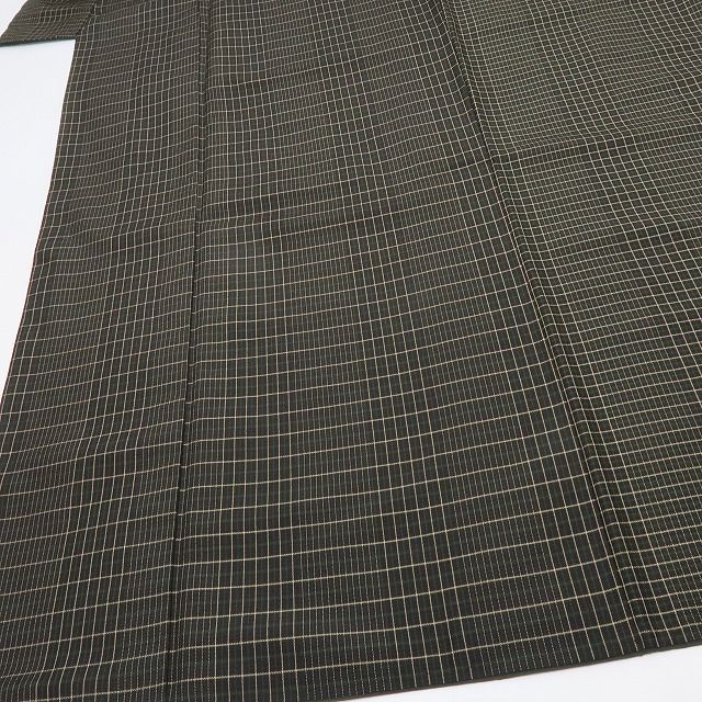 美品 正絹 格子柄 手縫い仕立て お召 着物 B-47 - メルカリ