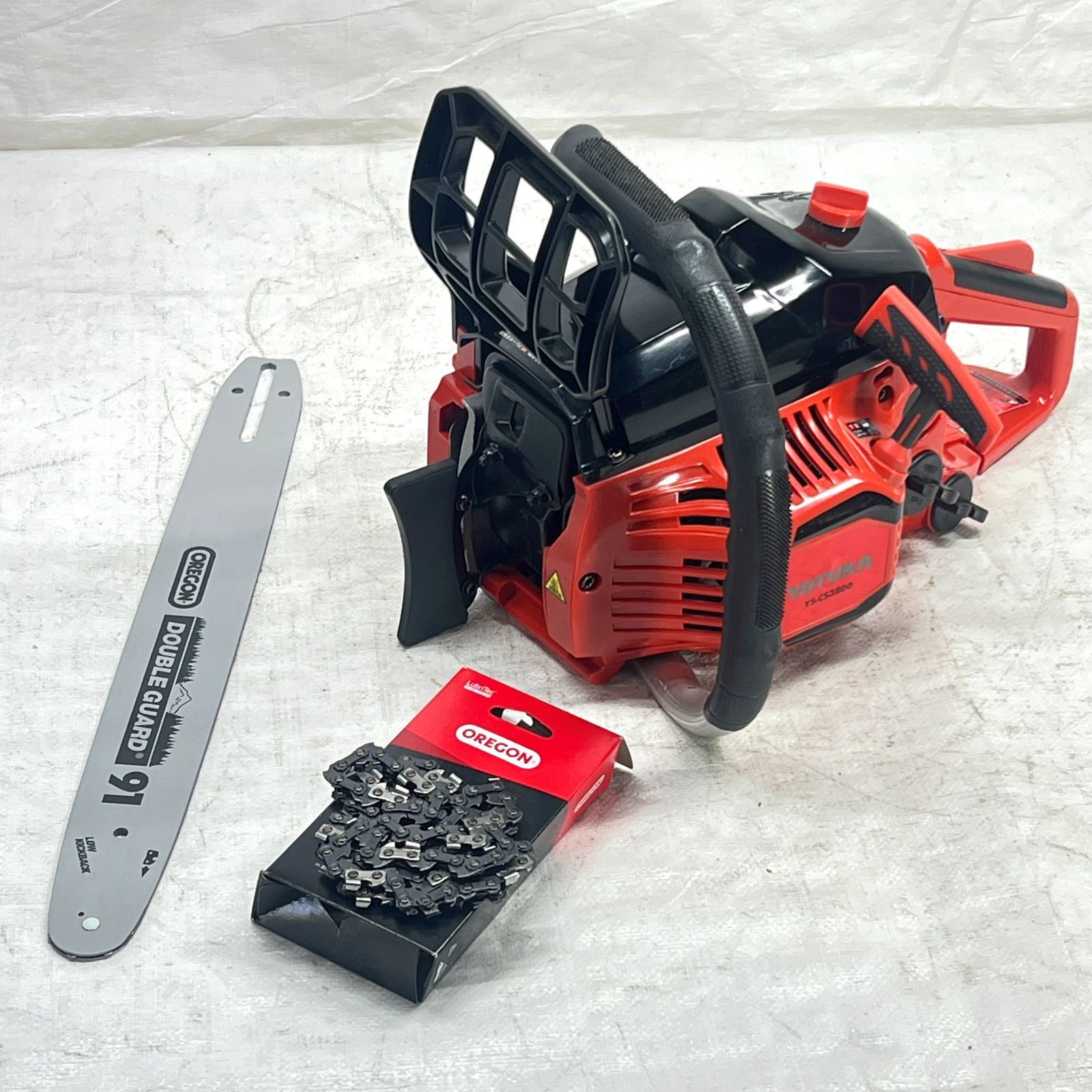 チェーンソー 16インチ 40cm YOTUKA エンジン式 37cc 1.8馬力 オレゴン製 ガイドバー ソーチェーン 倒木 枝落とし 玉切り YS-CS3800 1076