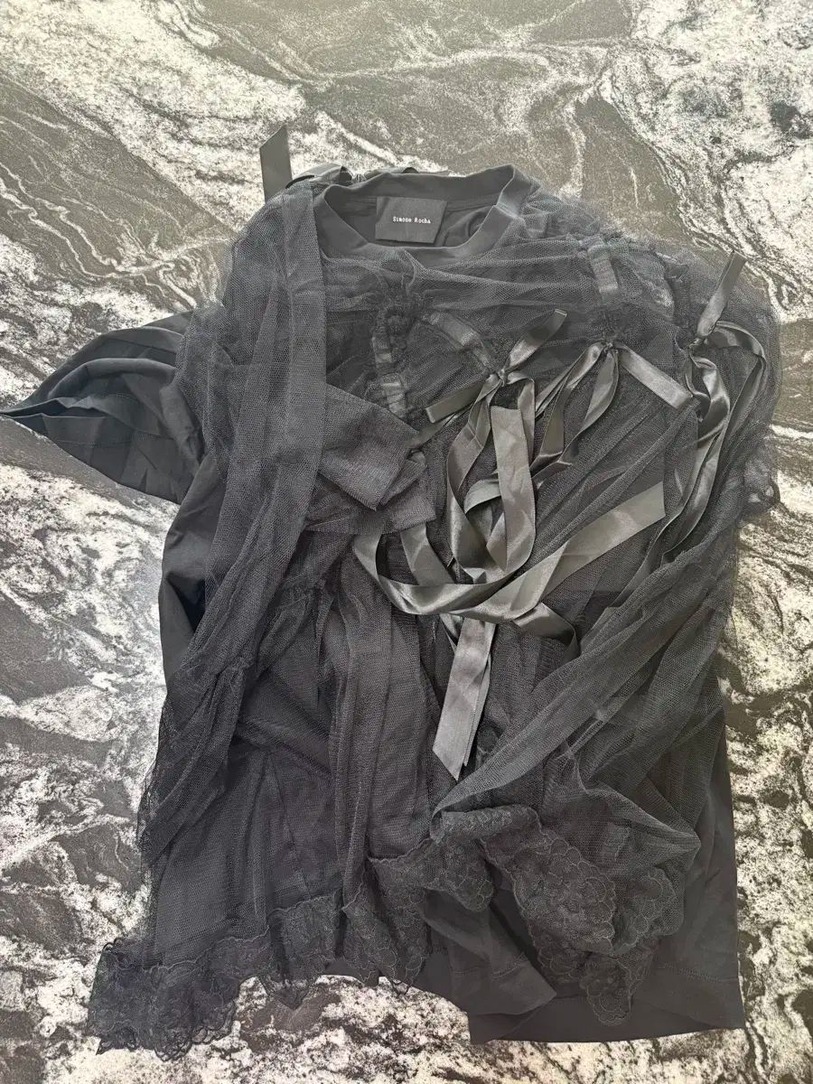 シモーネ ロシャ ブラック メッシュ Tシャツ 36