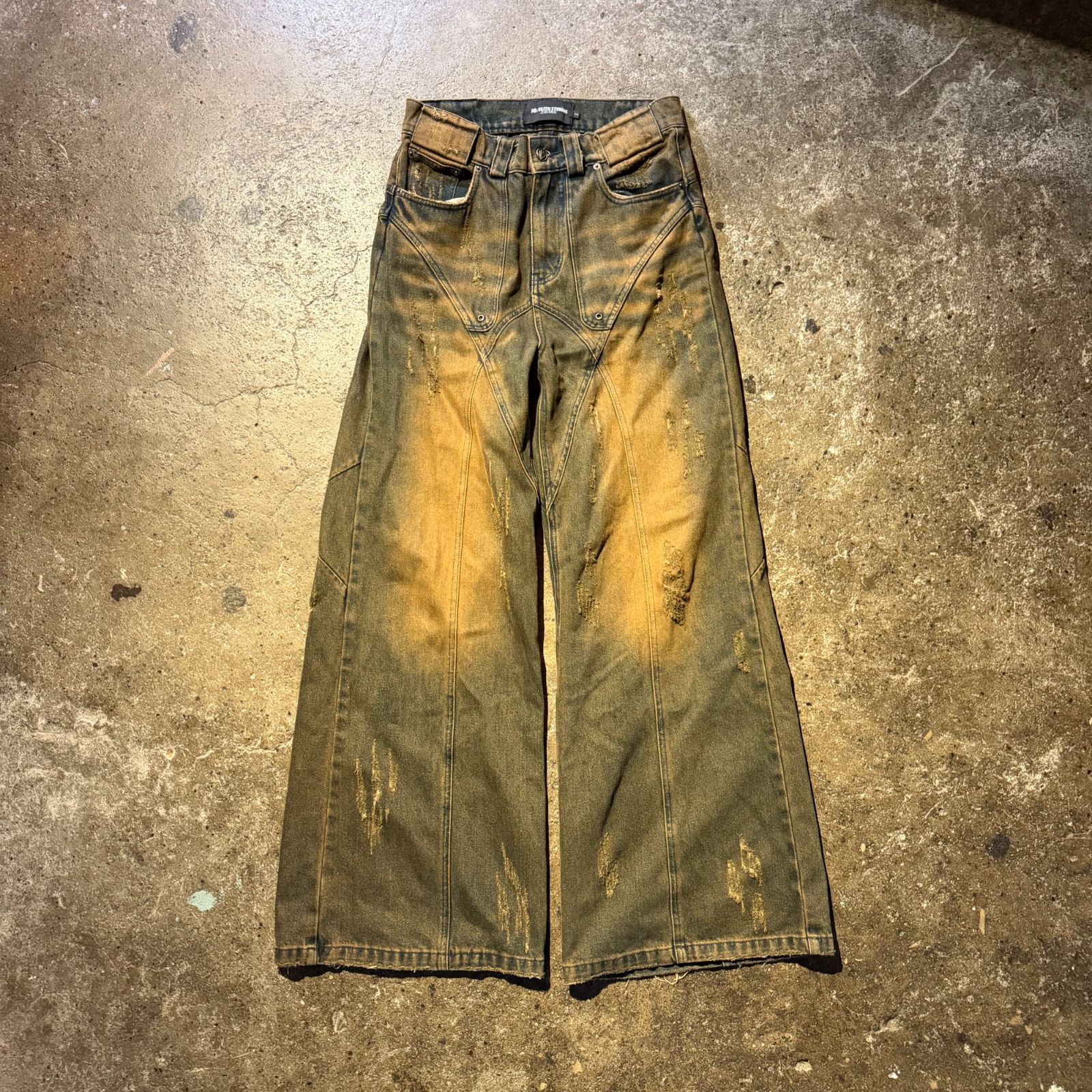 NO/FAITH STUDIOS SUN FADED DUNE BAGGY ダメージ加工 S ノーフェイス
