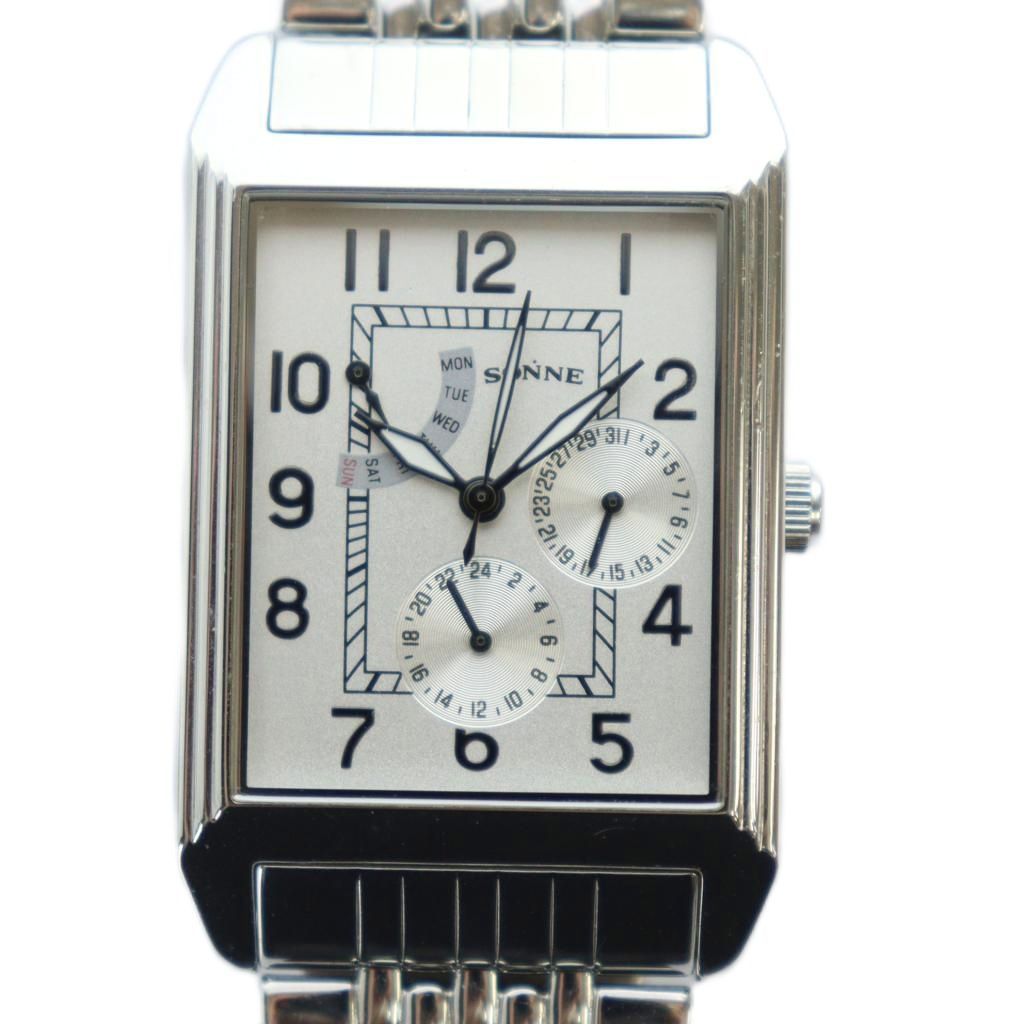 ゾンネ SONNE 腕時計 ウォッチ クォーツ クロノグラフ レクタンギュラー シルバー色 GY18 MQ