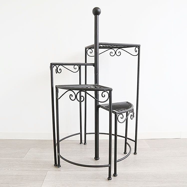らせん型4段シェルフ インテリア エクステリア兼用 ディスプレイ台フラワーベース スタンド おしゃれ ガーデニング インテリア 北欧 雑貨 リビング アイアン プランター スチール プランター ラック 庭 花台 おしゃれ コーナー プランター スタンド 北欧