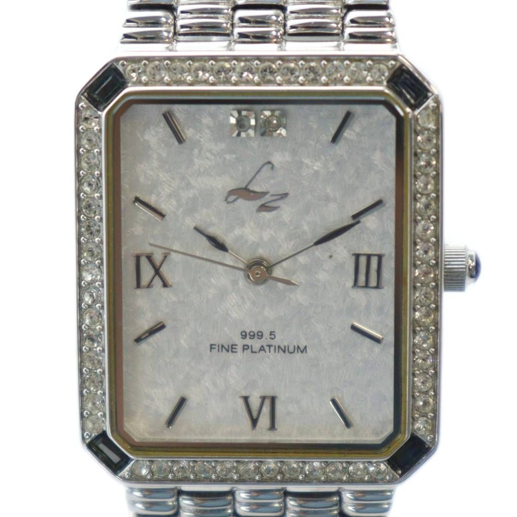 リズ LZ LZ-132 腕時計 ウォッチ クォーツ 2Pダイア 4Pサファイア ローマン スクエア シルバー色 GY18 MQ