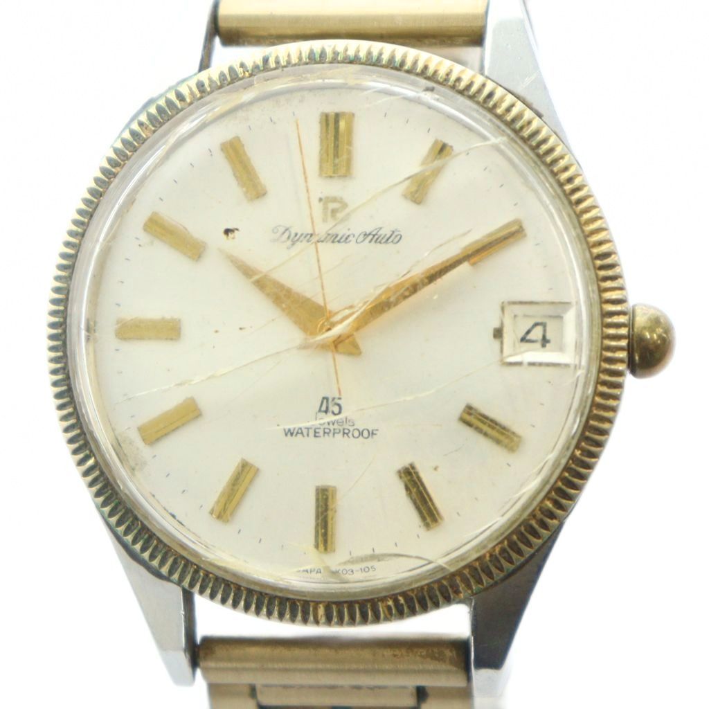 リコー RICOH Dynamic Auto 45J ダイナミックオート 45石 腕時計 ヴィンテージ アンティーク ウォッチ 自動巻き デイト カレンダー付き ゴールド 金色 GY18 MQ