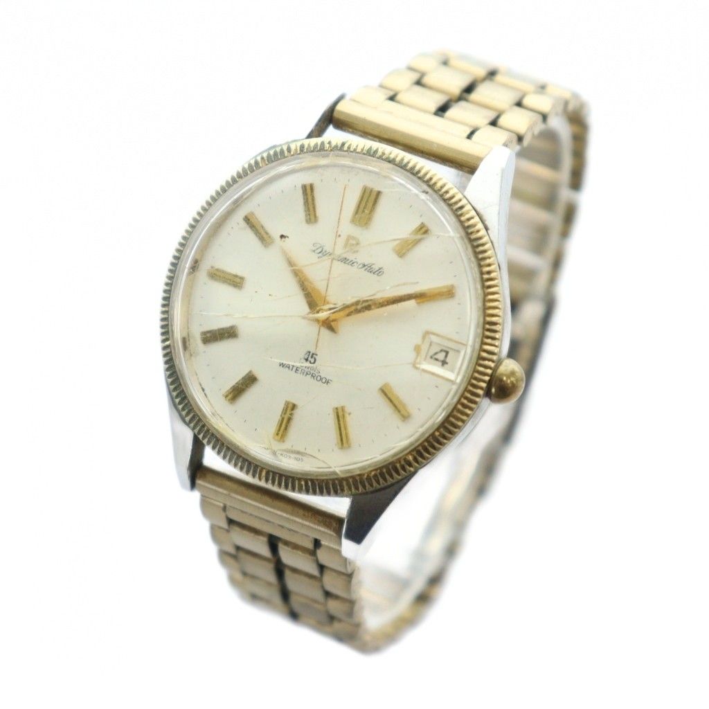 リコー RICOH Dynamic Auto 45 J ダイナミックオート 45石 腕時計 ヴィンテージ アンティーク ウォッチ 自動巻き デイト カレンダー付き ゴールド 金色 GY 18 MQ