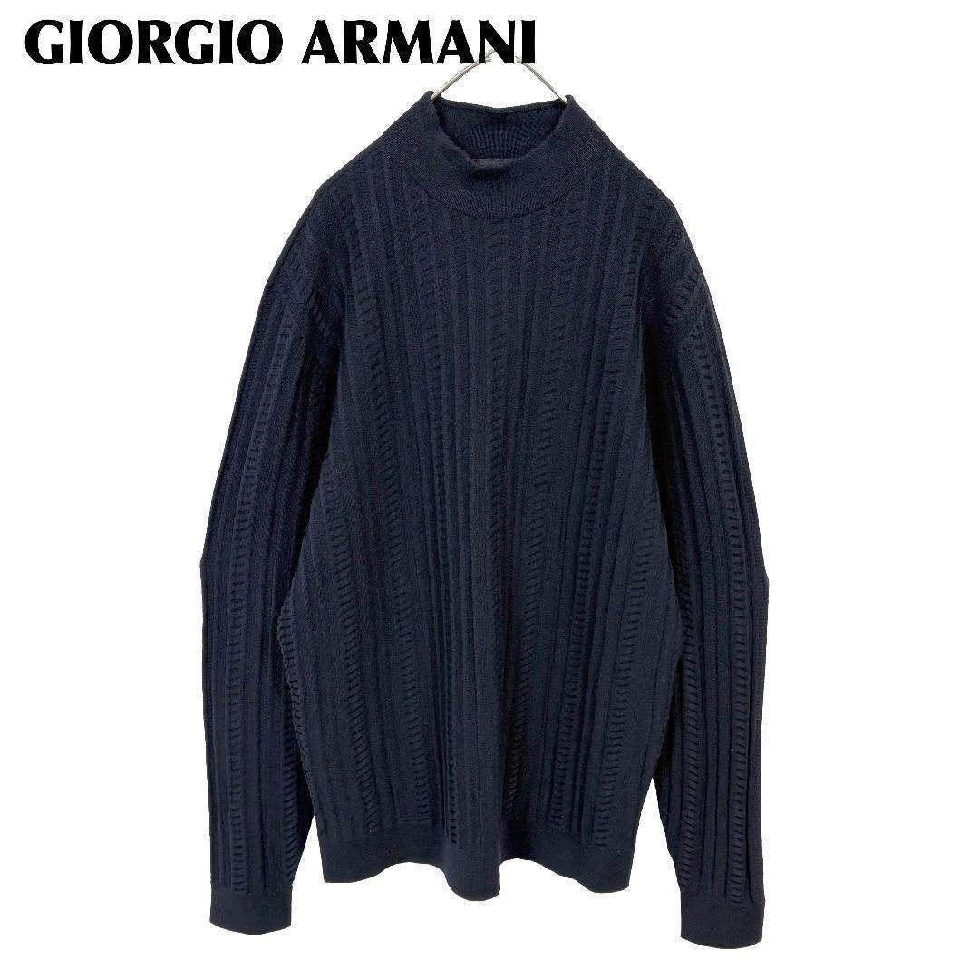 GIORGIO ARMANI 長袖ニット セーター 48 ネイビー