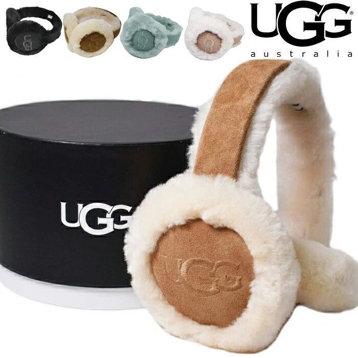 一部ほつれあり 2025AW 秋冬最 UGG アグ イヤーマフラー BLACK EMBROIDERED LOGO EARMUFF 20955 イヤマフ 耳あて シープスキン イヤーマフラー ボア 暖かい 冬 防寒 耳カバー イヤーマフ ugg イヤマフ