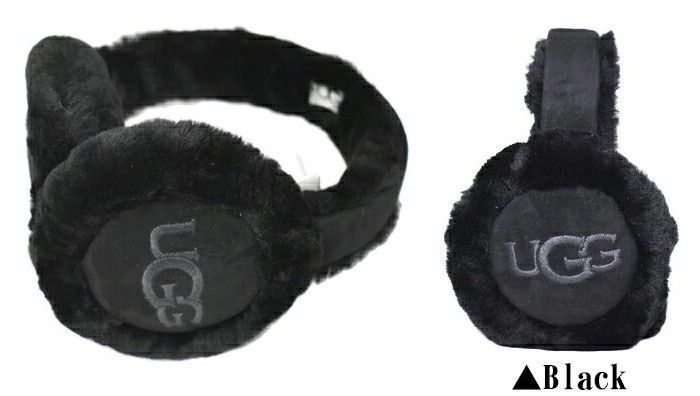 一部ほつれあり 2025AW 秋冬最 UGG アグ イヤーマフラー BLACK EMBROIDERED LOGO EARMUFF 20955 イヤマフ 耳あて シープスキン イヤーマフラー ボア 暖かい 冬 防寒 耳カバー イヤーマフ ugg イヤマフ