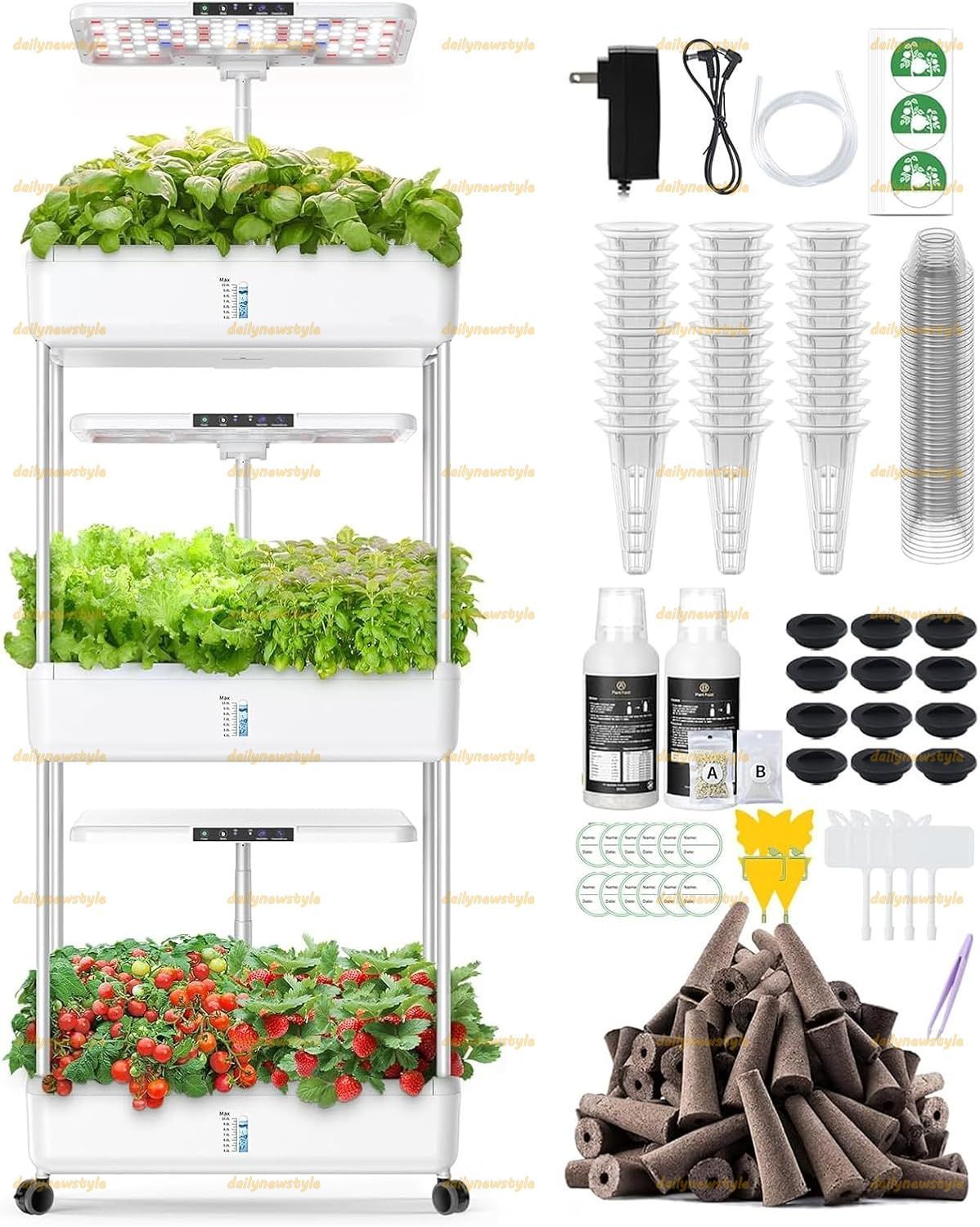 人気推薦 水耕栽培キット 野菜栽培セット 自宅用 70W 全スペクトル 植物育成LEDライト付き 多段独立設計 高さ調節 10L大容量自動水循環システム すいこうキット 野菜 果物 ハーブ 花に最適 家庭菜園 室内園芸セット ホワイト 3層