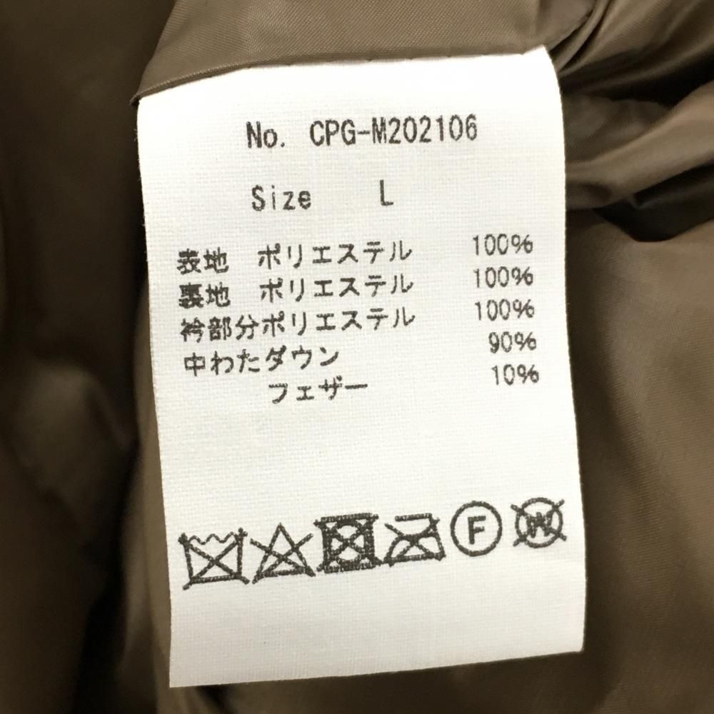 シーピージー ダウンベスト ブラウン×白 後ろロゴプリント ダブルジップ メンズ L ゴルフウェア CPG LLC-HASEGAWATOSO_COM