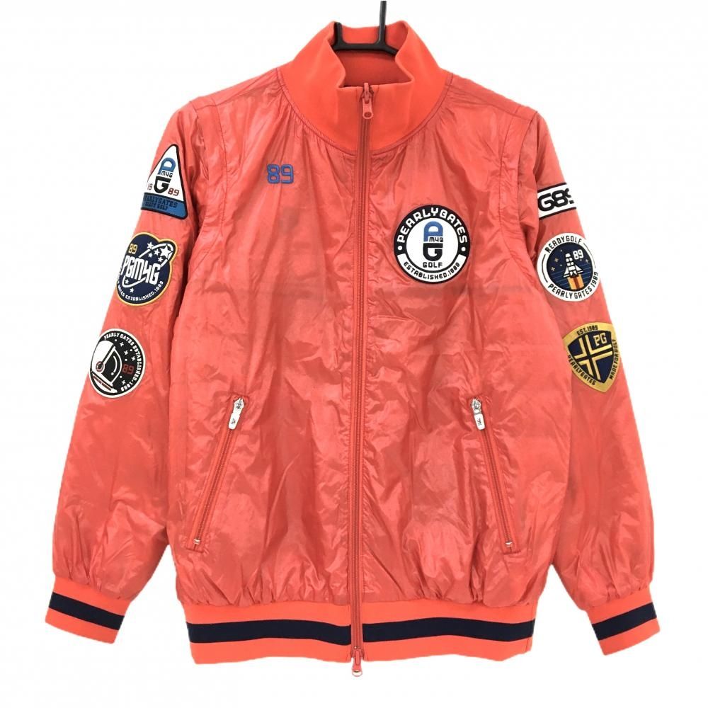 パーリーゲイツ 4WAY中綿リバーシブルジャケット レッド 裏ネイビー 宇宙シリーズ 袖着脱可 レディース 0 S ゴルフウェア PEARLY GATES