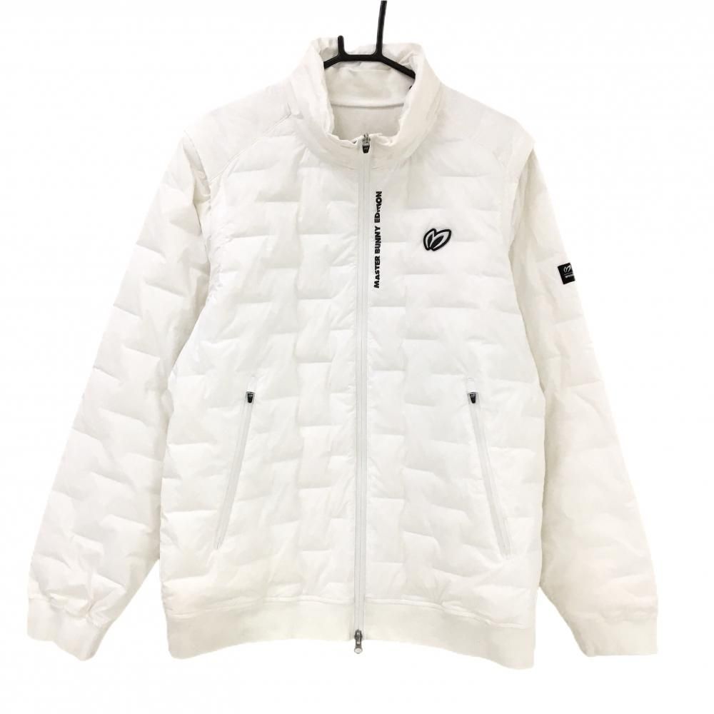 マスターバニー 2WAYダウンジャケット 白 ロゴ黒 袖着脱可 メンズ 6 XL ゴルフウェア MASTER BUNNY EDITION
