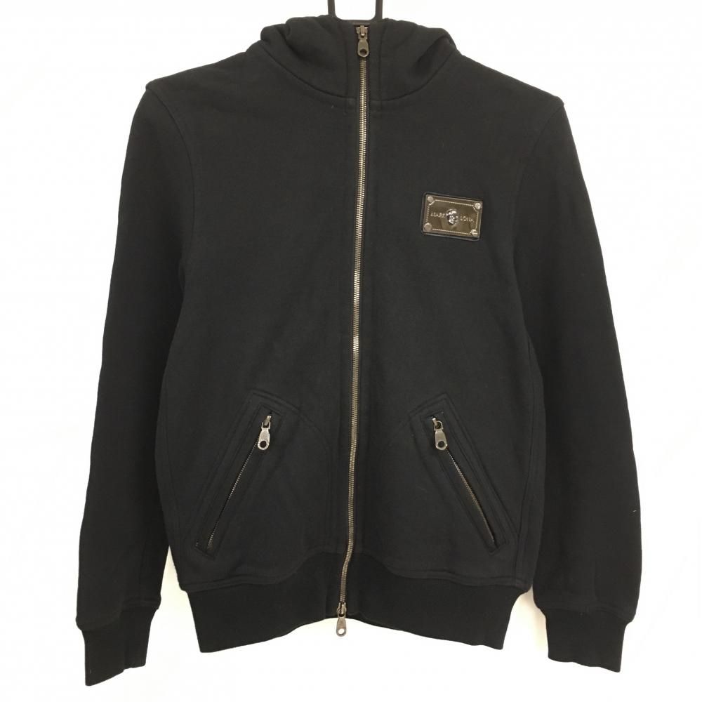 マークアンドロナ ジップパーカー 黒 ロゴワッペン ファー着脱可 ブルゾン メンズ S ゴルフウェア MARK＆LONA