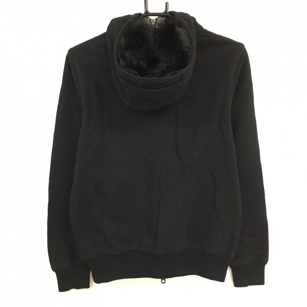 マークアンドロナ ジップパーカー 黒 ロゴワッペン ファー着脱可 ブルゾン メンズ S ゴルフウェア MARK&LONA