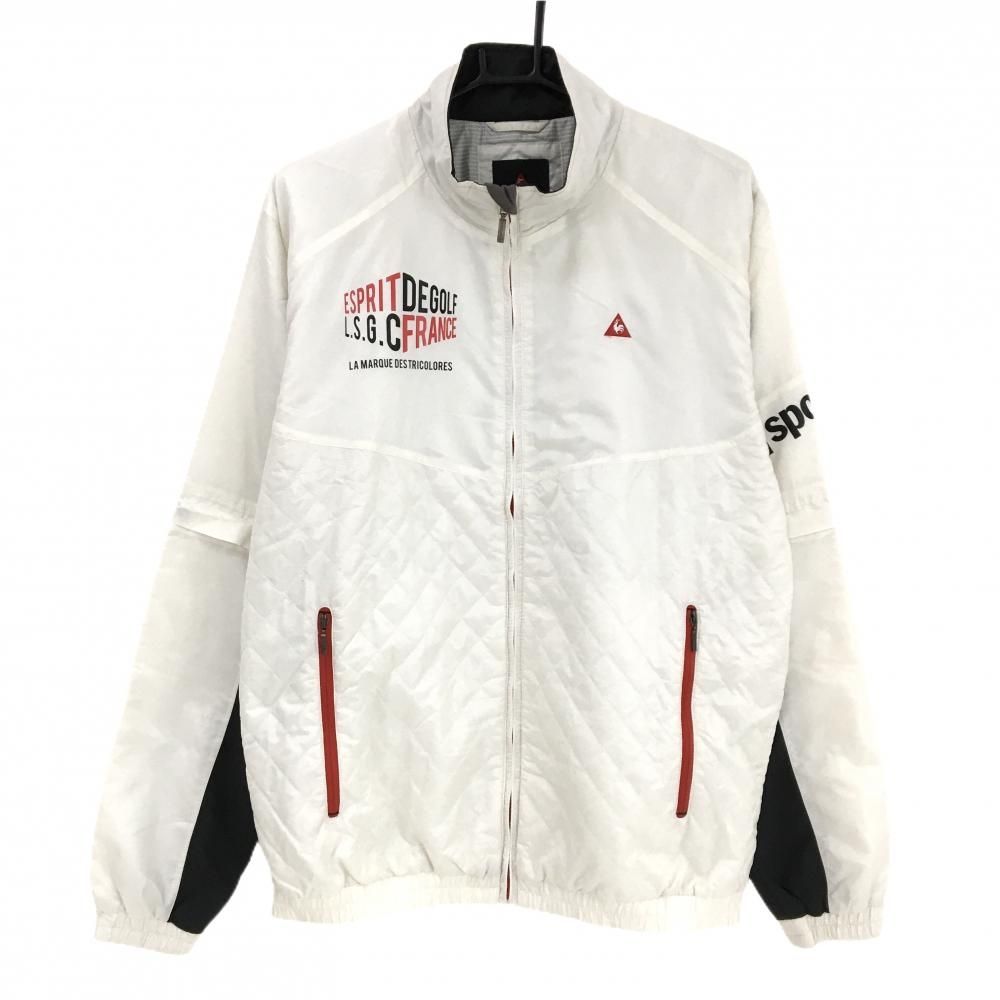 美品】ルコックゴルフ 2WAY中綿ジャケット 白×黒×レッド 袖着脱可 切替