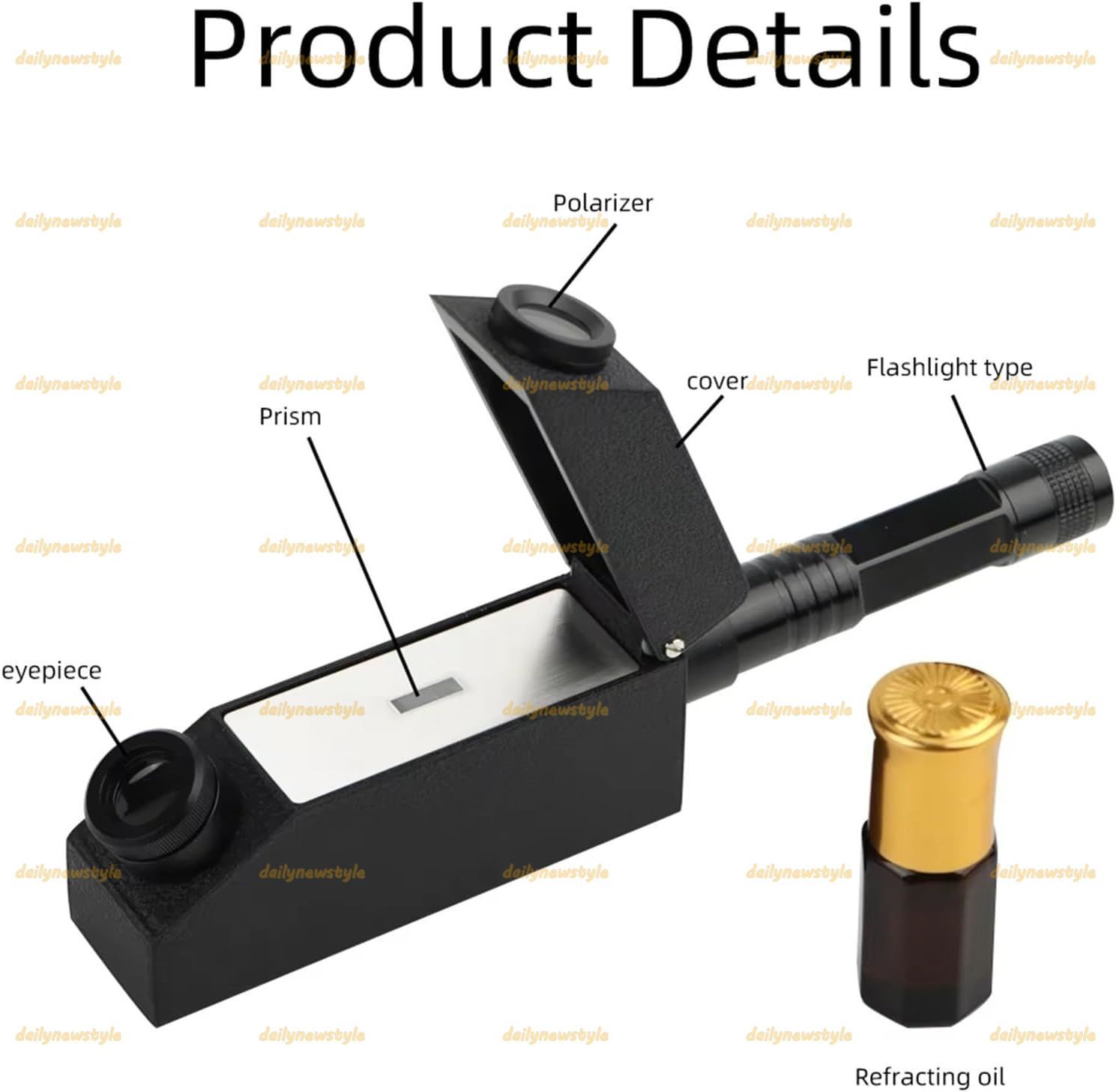 人気推薦 ポータブル宝石屈折計 宝石鑑別テスター 偏光レンズ付き検出器 LED懐中電灯付きダイヤモンド検出器 テスト範囲1.30-1.81 宝石用検査ツール