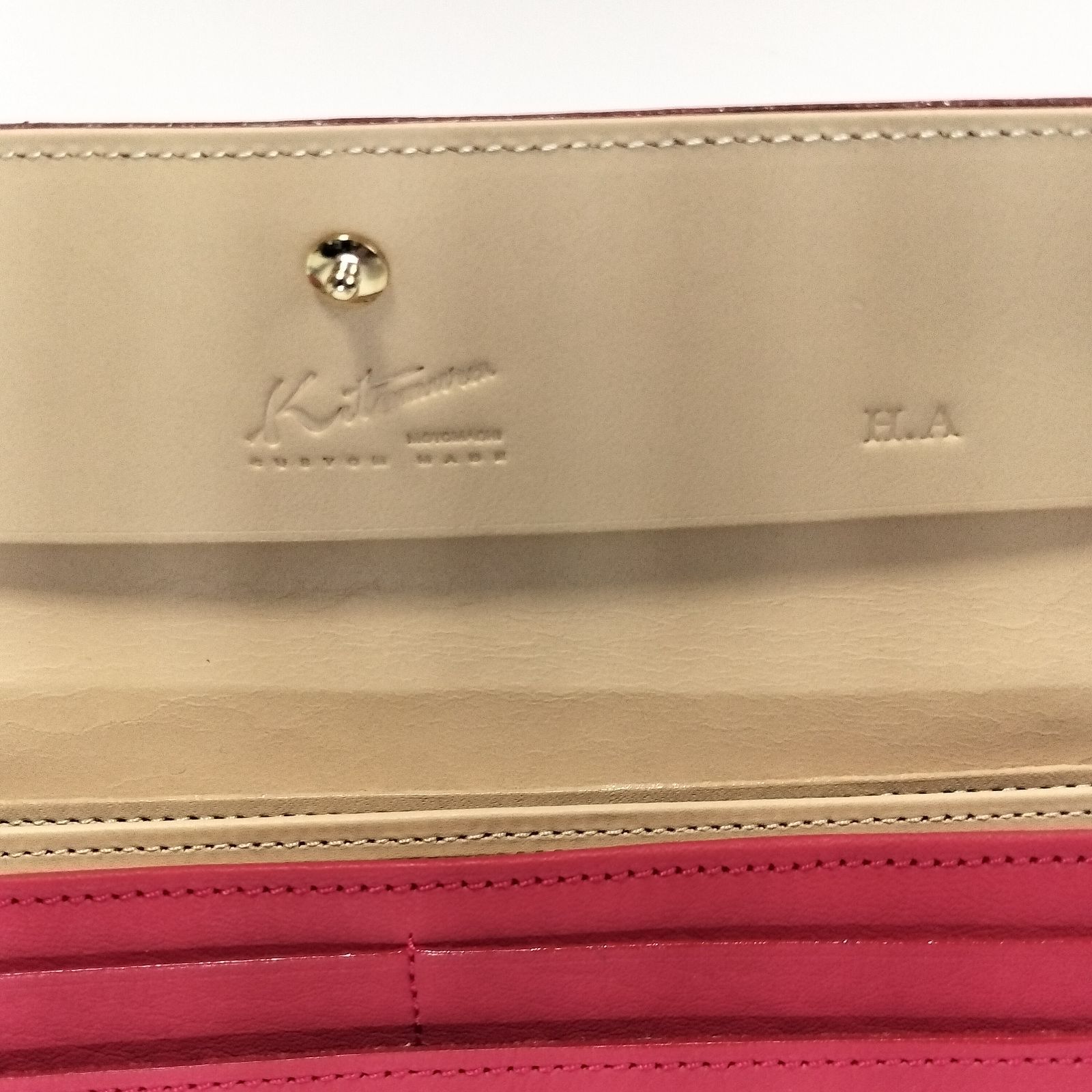 未使用品】Kitamura キタムラ K ロゴマーク 元町レザー かぶせ長財布