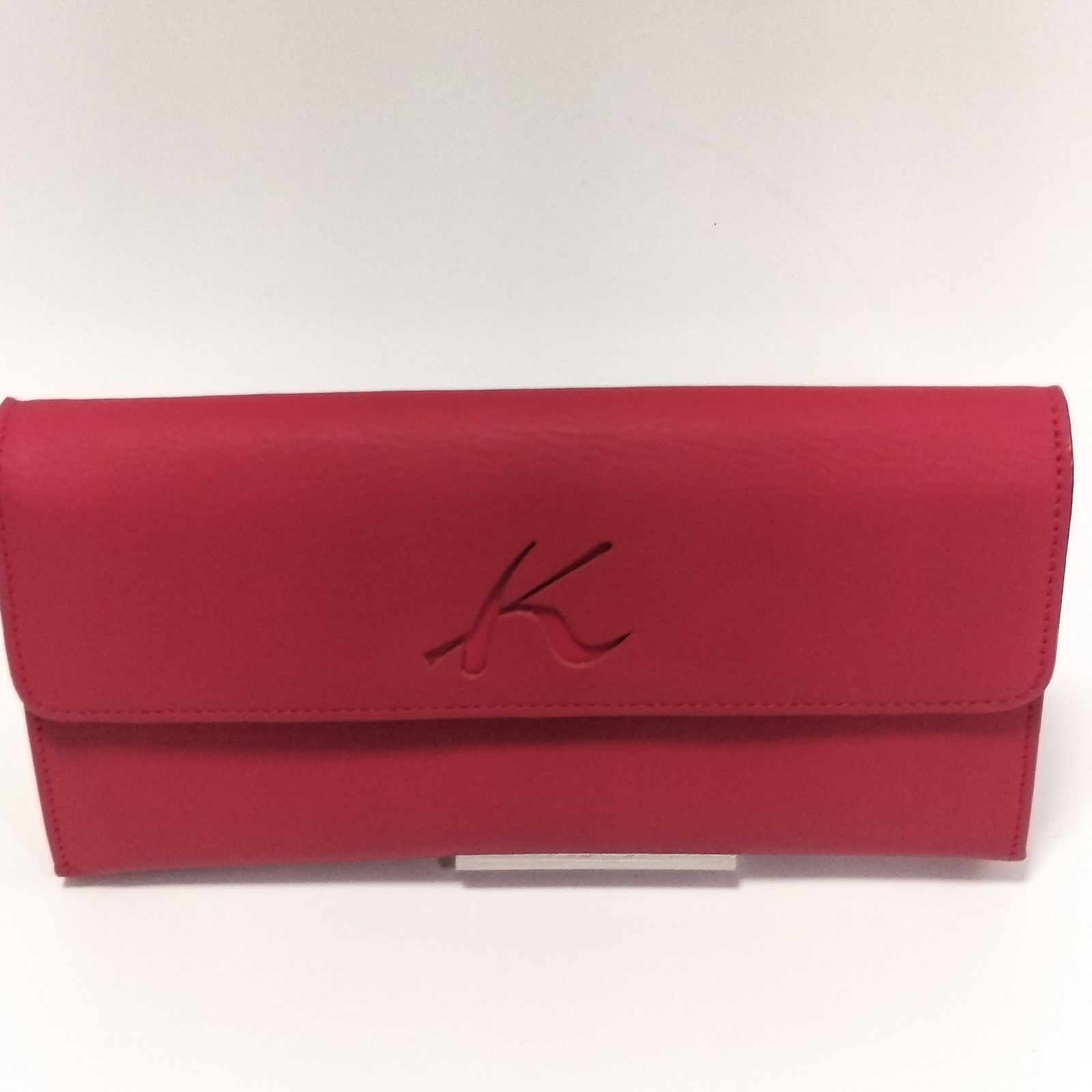 【新品未使用】キタムラ　刺繍Kロゴ　シュリンクレザー　かぶせ長財布 未使用品】Kitamura キタムラ K ロゴマーク 元町レザー かぶせ長財布