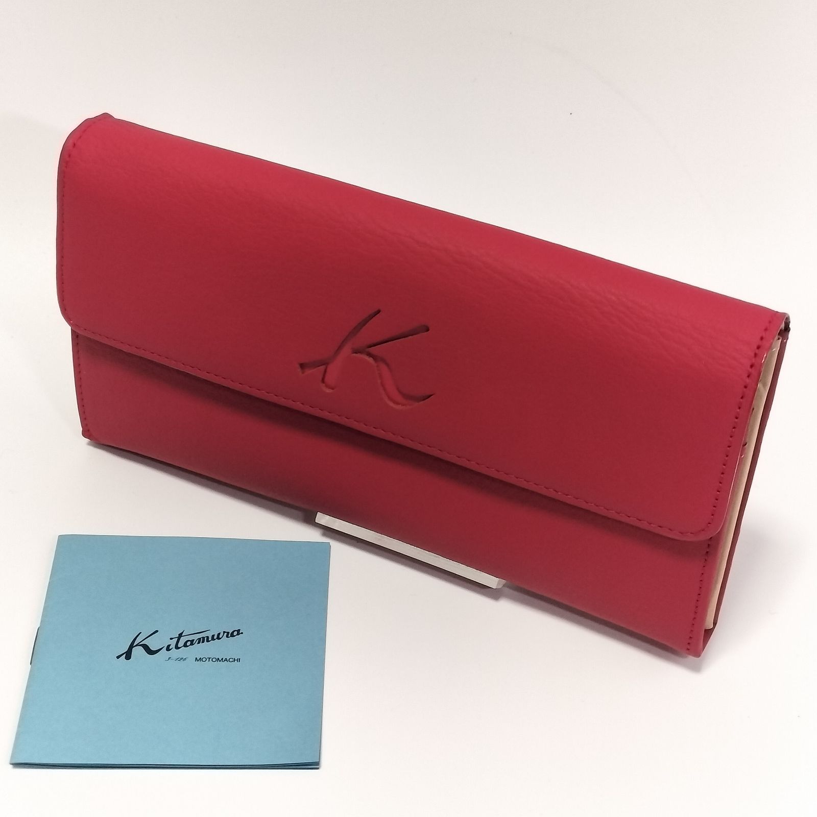 未使用品】Kitamura キタムラ K ロゴマーク 元町レザー かぶせ長財布