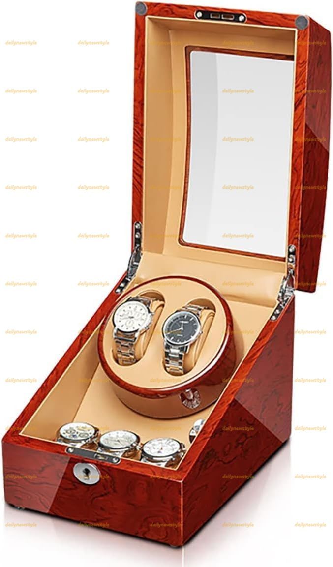 人気推薦 新型の腕時計自動巻き上げ機 2 3本巻き ウォッチワインダー 自動巻き時計ワインディングマシーン マブチモーター 設計 木製ピアノ調塗装鏡面仕上げ 男女の腕時計は全部使えます PU 炭素繊維 蓋を開く