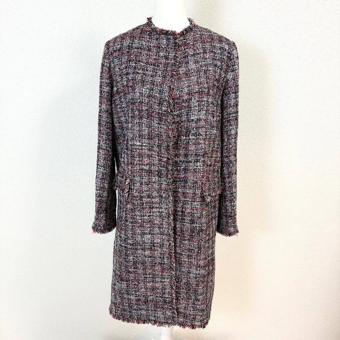 Theory ツイードコート S 赤×紺×白 ツイード