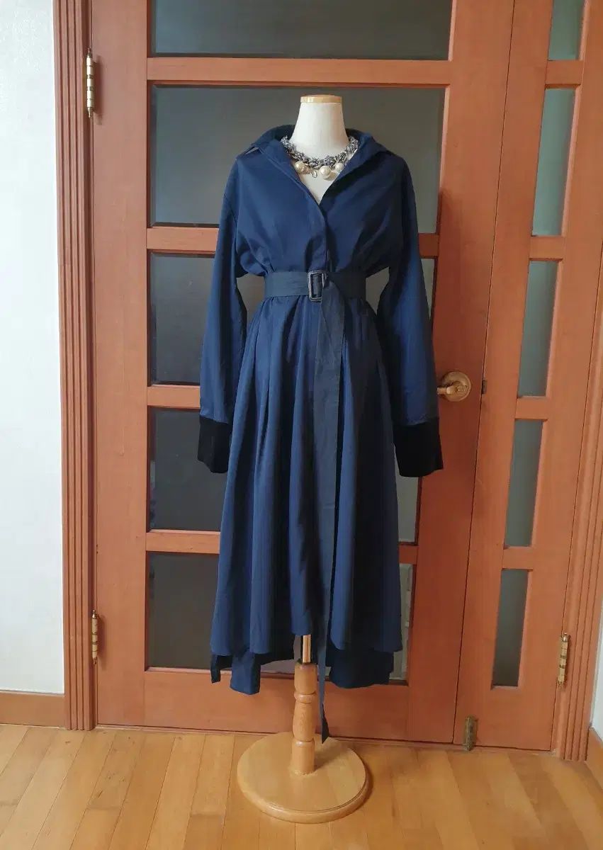 - ディント ベルベットPOINT ロングシャツワンピース-ベルト含む