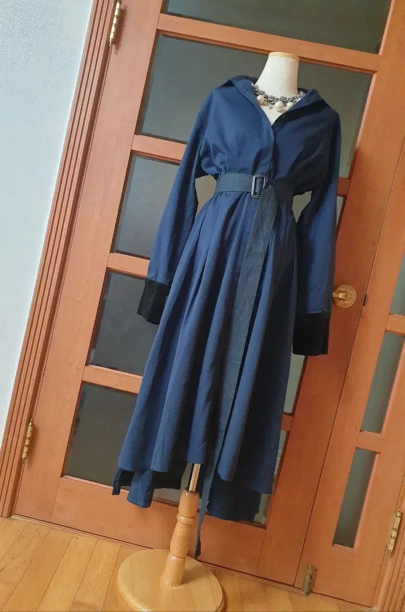 - ディント ベルベットPOINT ロングシャツワンピース-ベルト含む