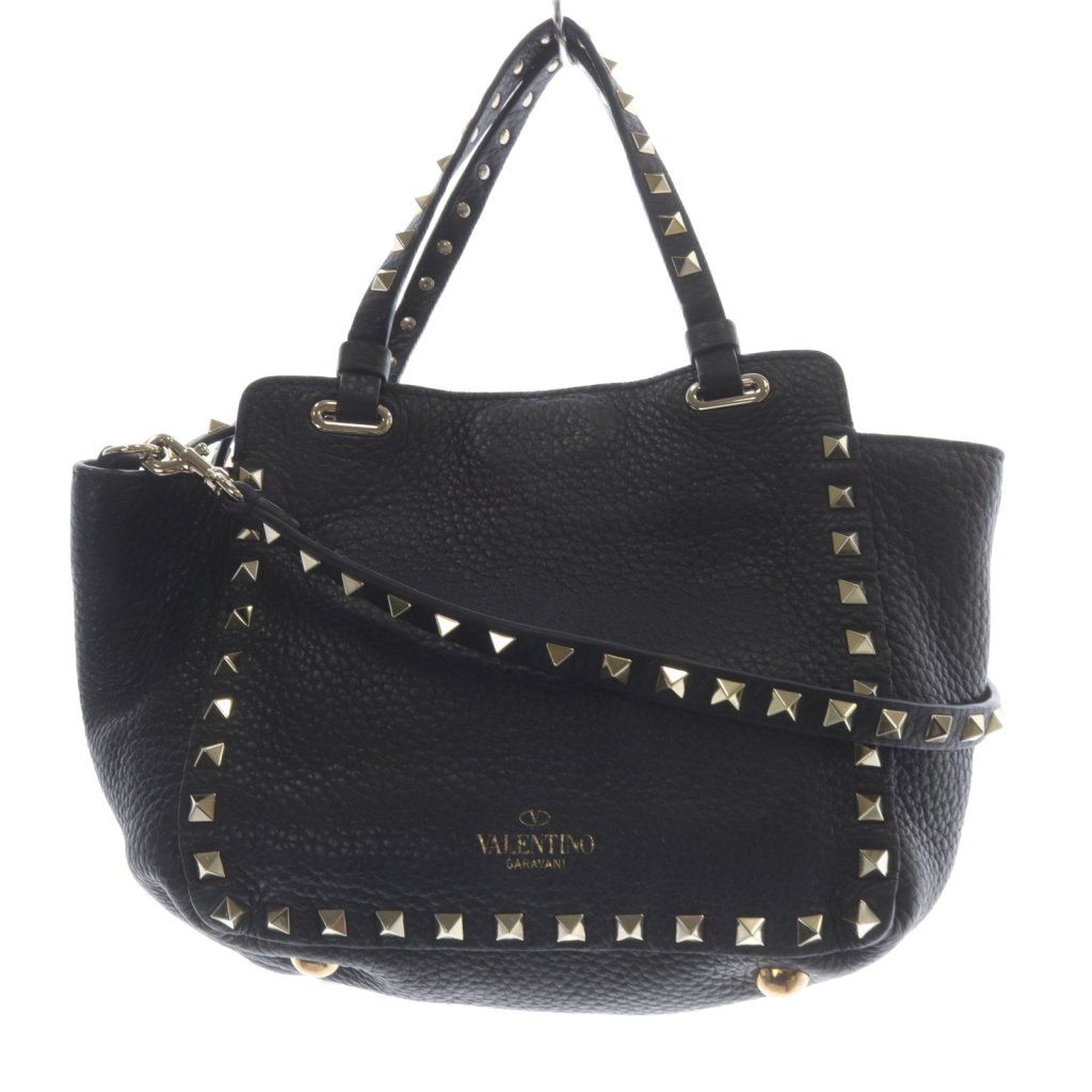ヴァレンティノ ガラヴァーニ VALENTINO GARAVANI レザー ロックスタッズ 2WAYバッグ ショルダーバッグ ハンドバッグ 黒