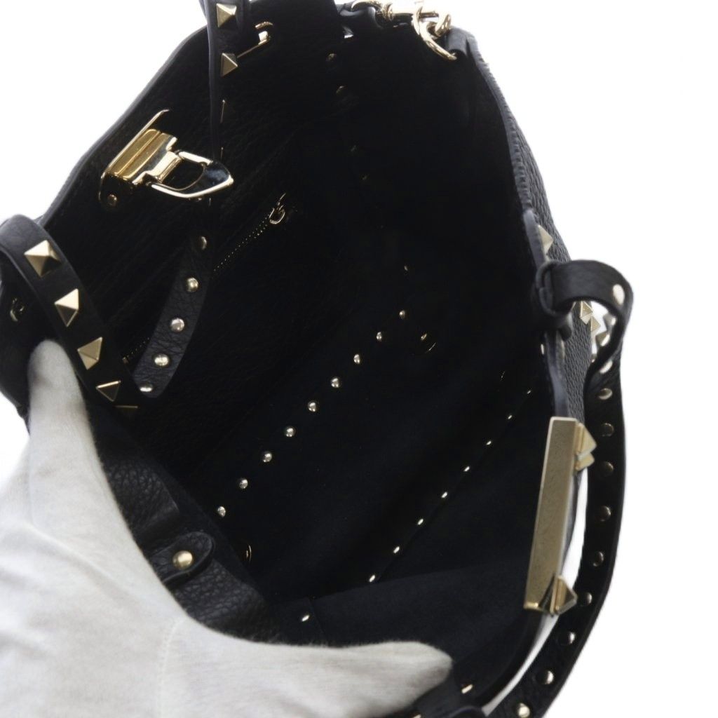 ヴァレンティノ ガラヴァーニ VALENTINO GARAVANI レザー ロックスタッズ 2WAYバッグ ショルダーバッグ ハンドバッグ 黒 DECORATOM_COM_BR