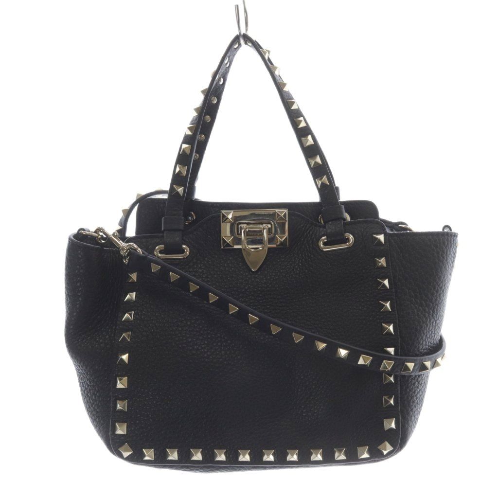 ヴァレンティノ ガラヴァーニ VALENTINO GARAVANI レザー ロックスタッズ 2WAYバッグ ショルダーバッグ ハンドバッグ 黒