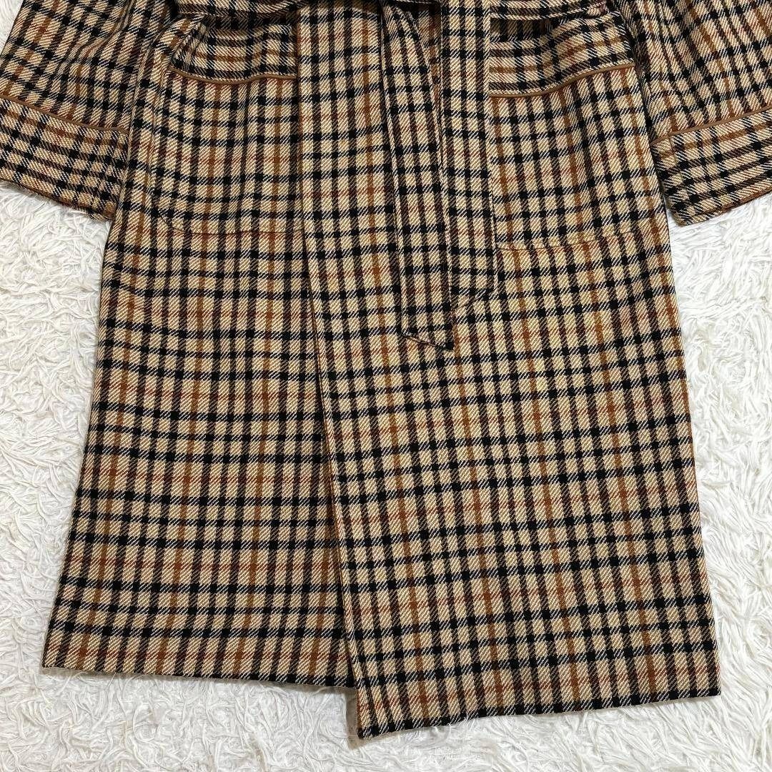 L チェックブラウン