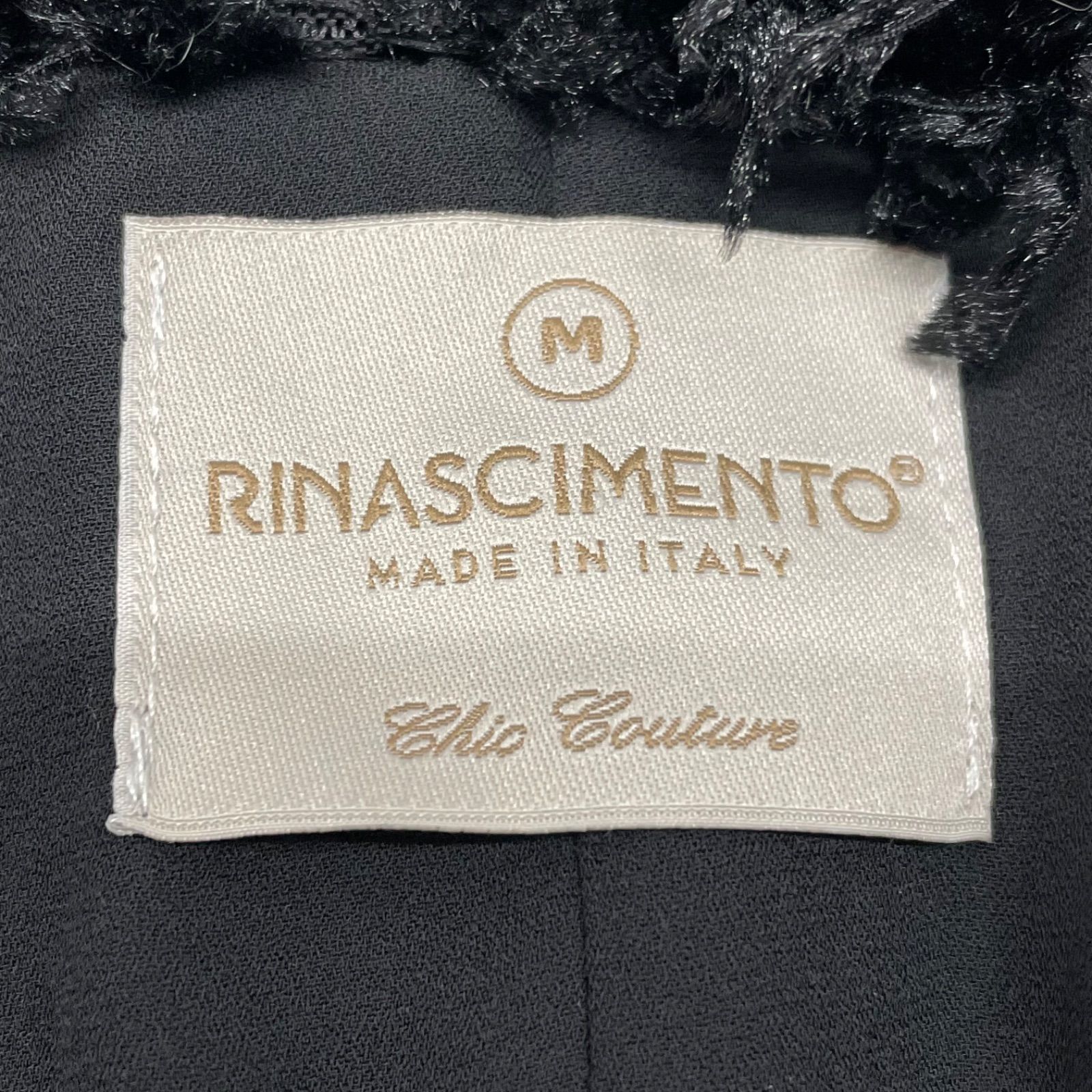  リナシメント ボレロ ジャケット ボア フリンジ シャギー ショート丈 ノー イタリア製 黒 ブラック Mサイズ レディース 秋 冬 ゴーゴー古着マルイファミリー 5 No.153 五分袖 七分袖 カーディガン ボレロ アンサンブル