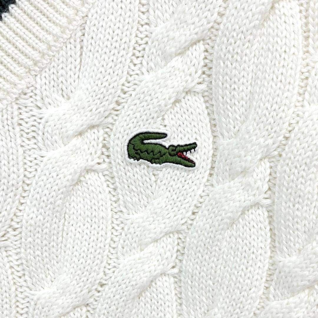  LACOSTE LIVE 非対称ケーブル ニット M ホワイト ニット セーター トップス