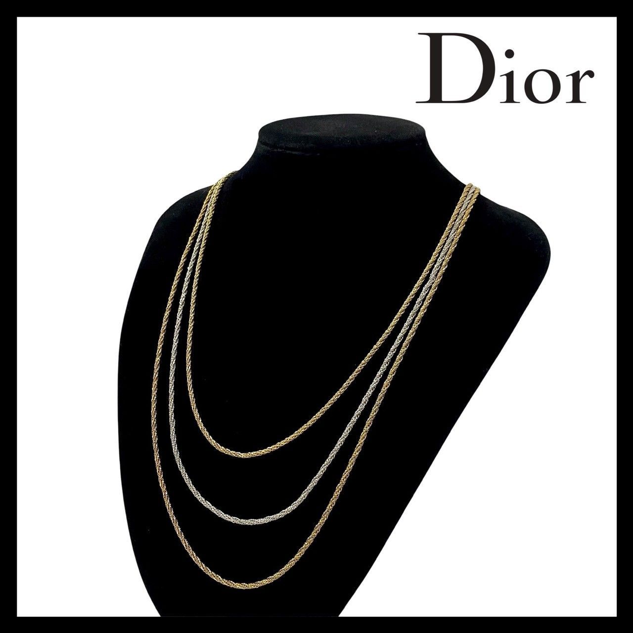 Dior ロング チェーン ネックレス 3連 ペンダント ゴールド 金 シルバー ヴィンテージ Christian Dior クリスチャンディオール SER-5496