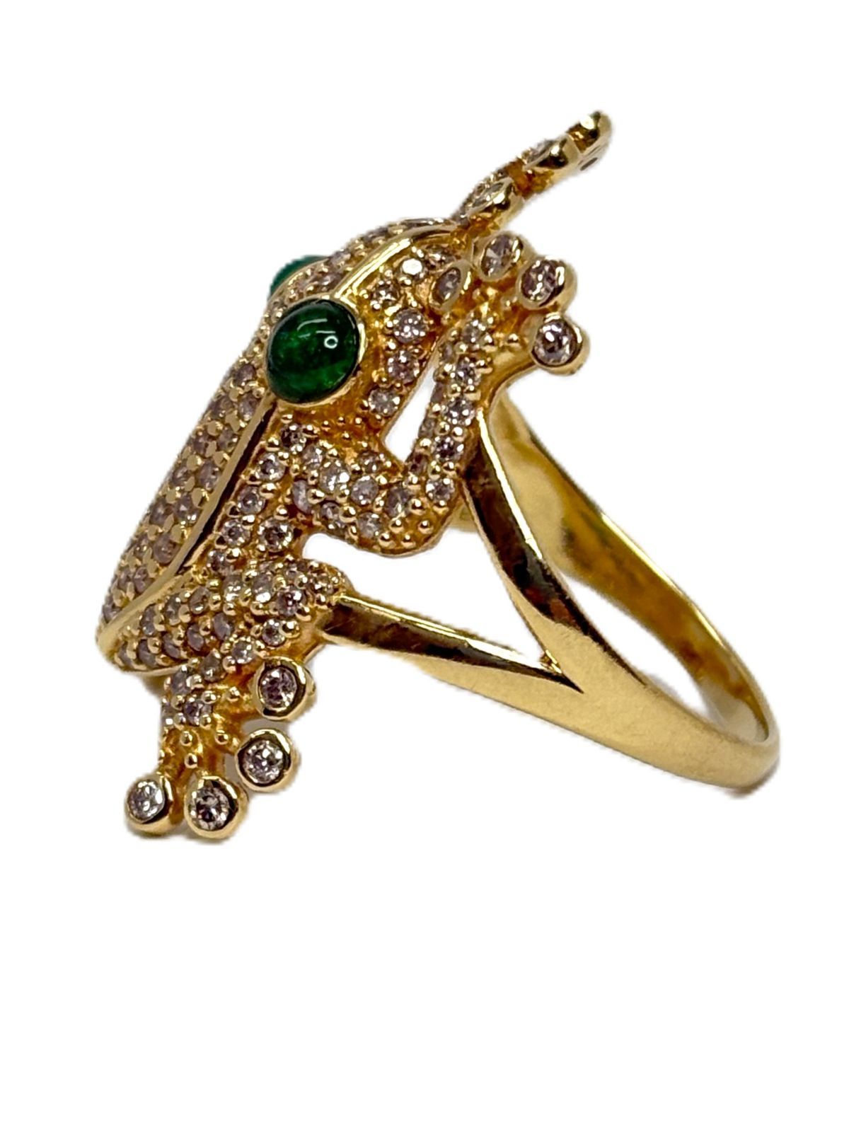 K18 リング 指輪 エメラルド ダイア入り カエル 11号 5.6g