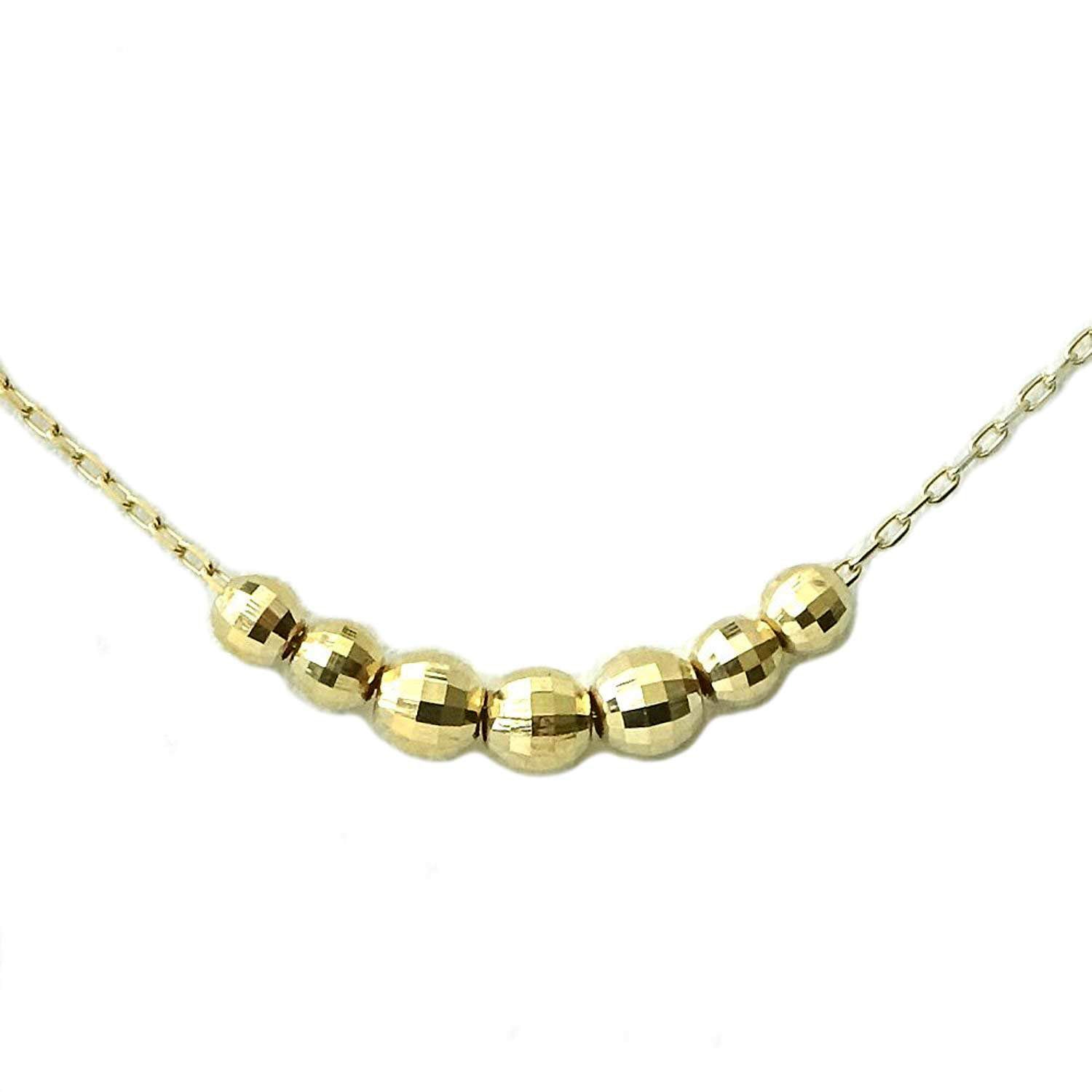 イエローゴールドチェーンネックレス ミラーボールトップ ギフトラッピング済み