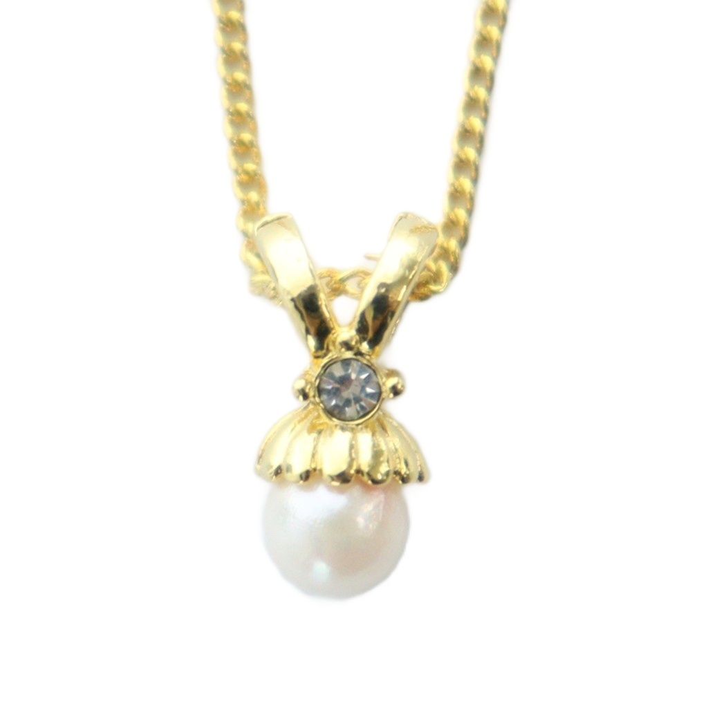 ノーブランド品 ネックレス イヤリング パール 真珠 5mm ゴールド色 GY18 MQ