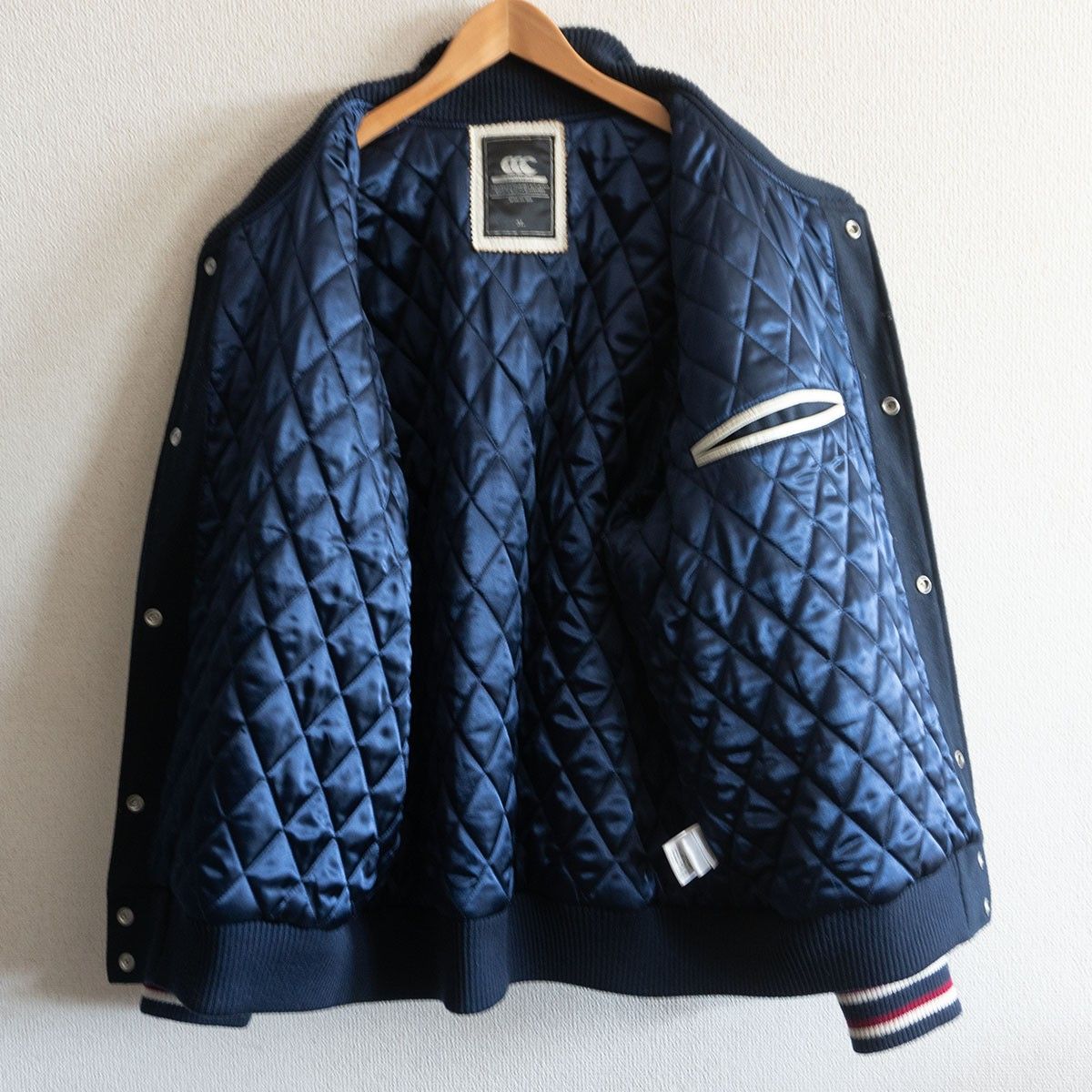 ビッグサイズ CANTERBURY フルデコ レザー スタジャン 3L ウール ワッペン カンタベリー 25101280 KANDAIZUMI_COM