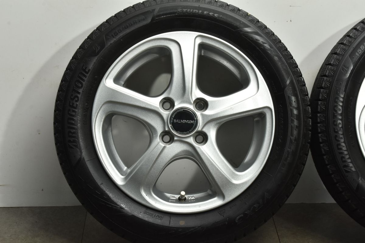  程度良好 バルミナ 14 in 4 5 J 45 PCD 100 ブリザックVRX 3 155 65 R N BOX WGN ONE ワゴンR スペーシア タント ムーヴ デリカミニ 14インチ タイヤ ホイールセット